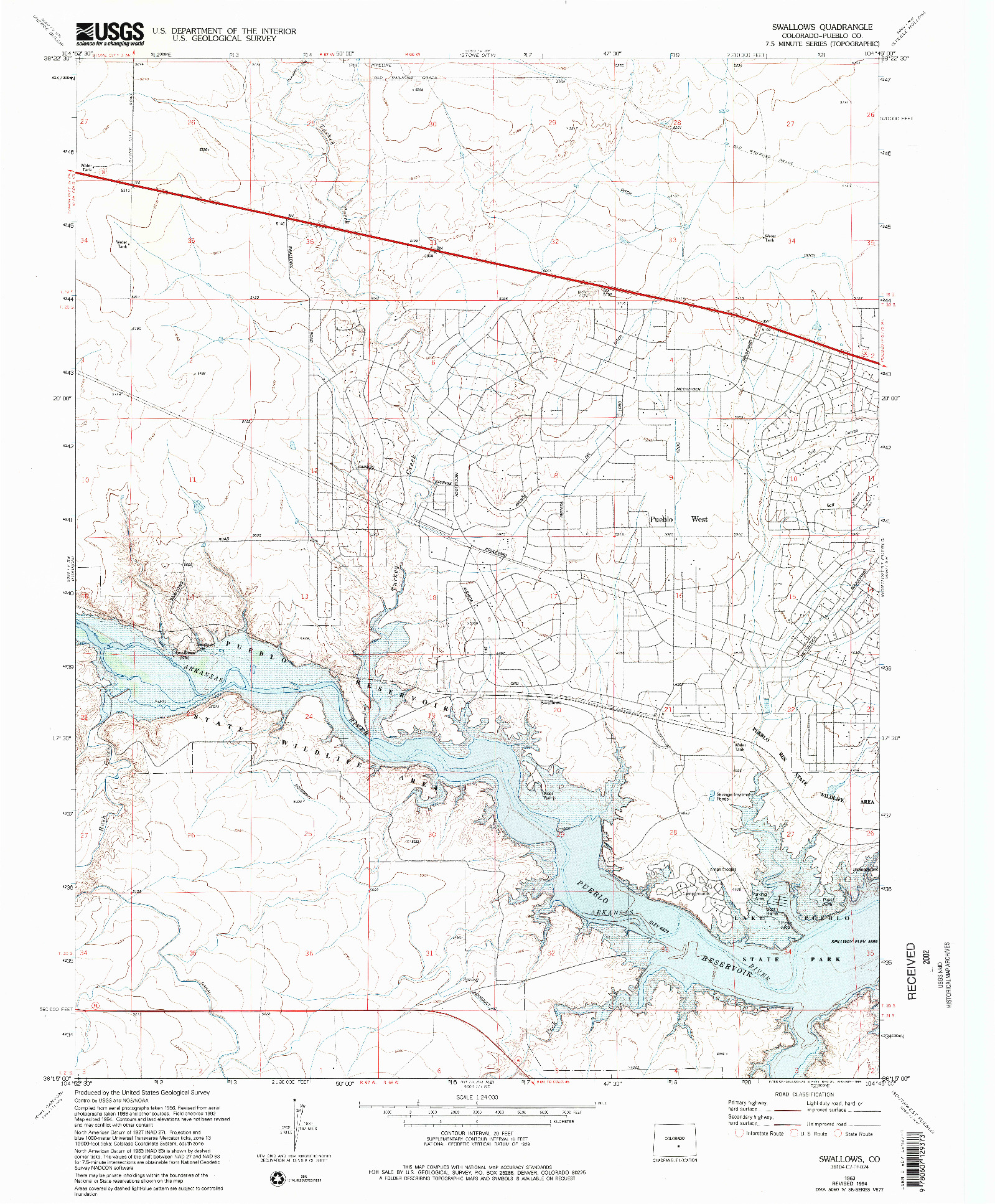 USGS 1:24000-SCALE QUADRANGLE FOR SWALLOWS, CO 1963