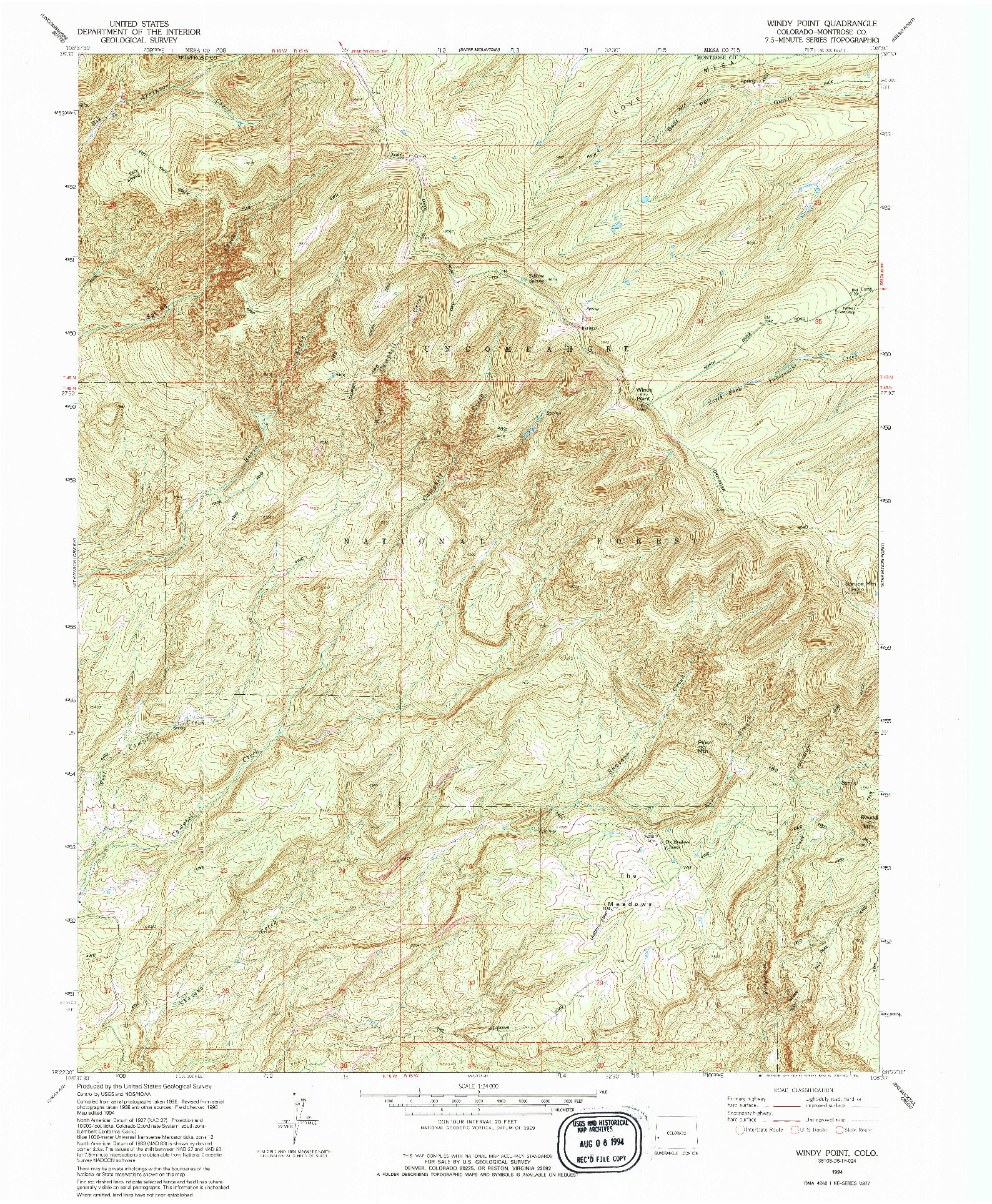 USGS 1:24000-SCALE QUADRANGLE FOR WINDY POINT, CO 1994