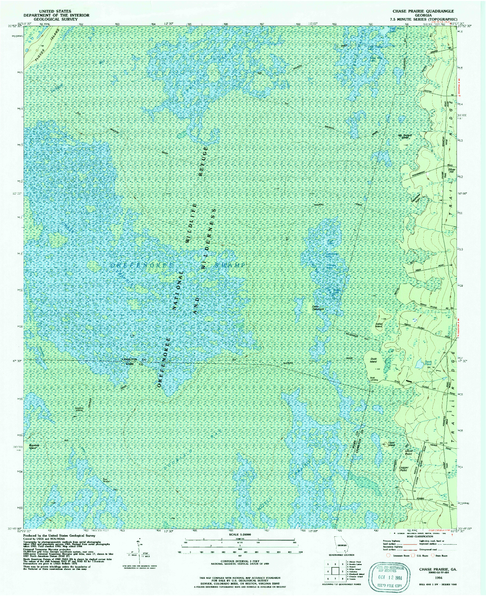 USGS 1:24000-SCALE QUADRANGLE FOR CHASE PRAIRIE, GA 1994