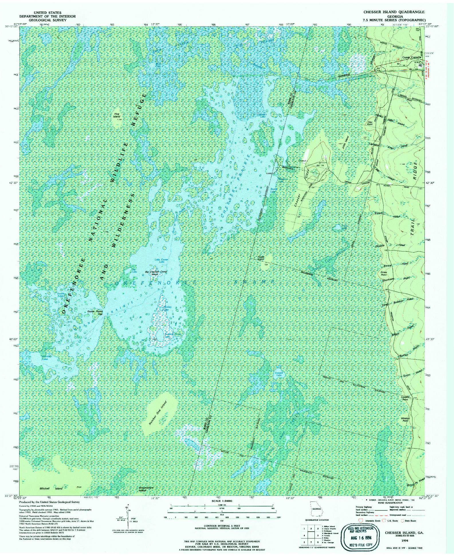 USGS 1:24000-SCALE QUADRANGLE FOR CHESSER ISLAND, GA 1994