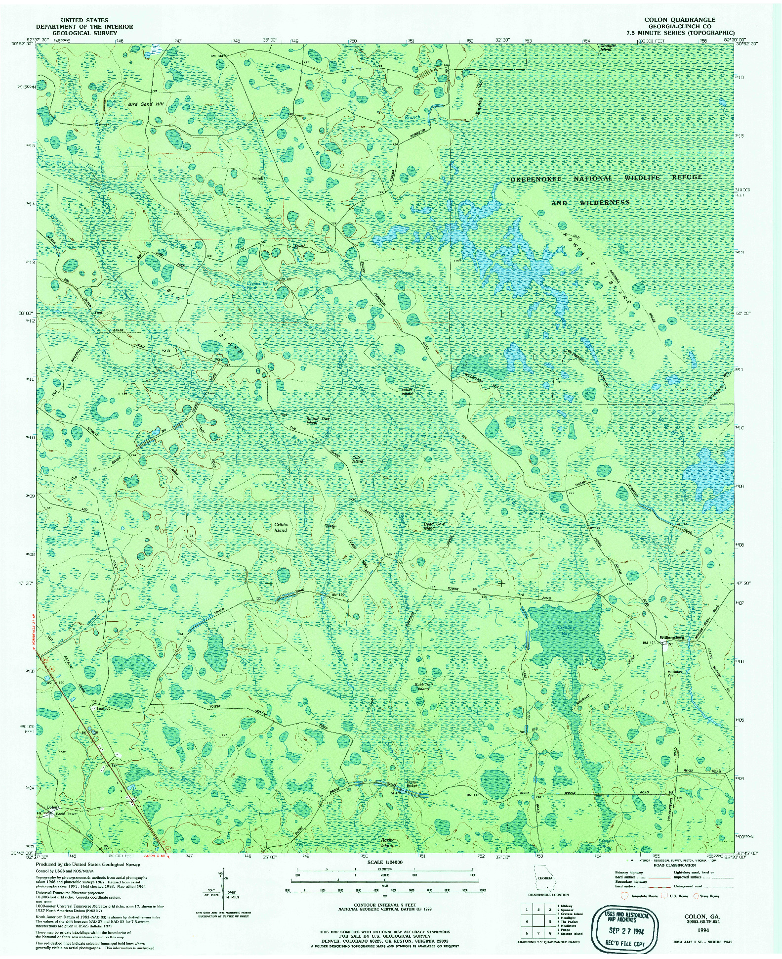 USGS 1:24000-SCALE QUADRANGLE FOR COLON, GA 1994