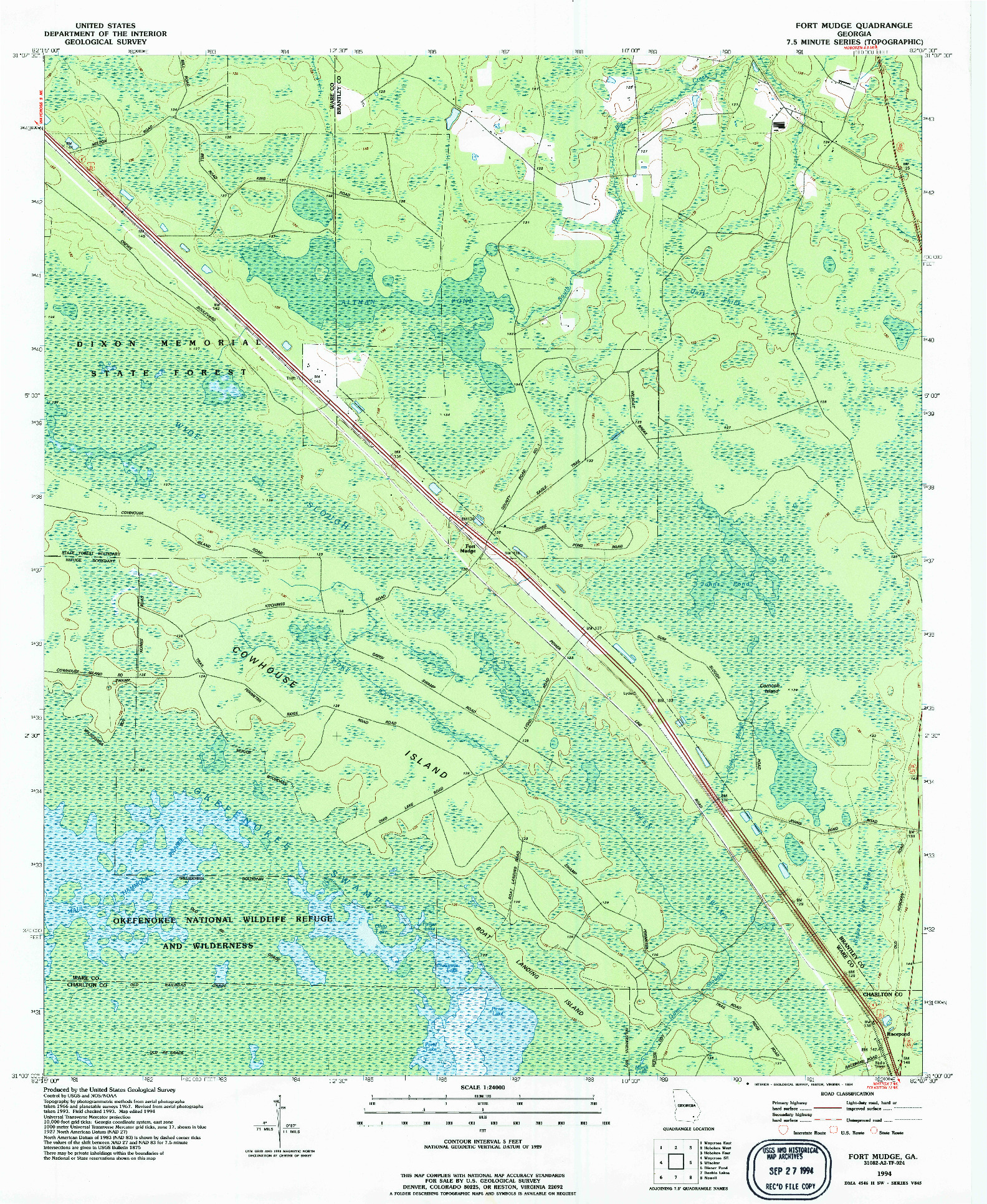 USGS 1:24000-SCALE QUADRANGLE FOR FORT MUDGE, GA 1994
