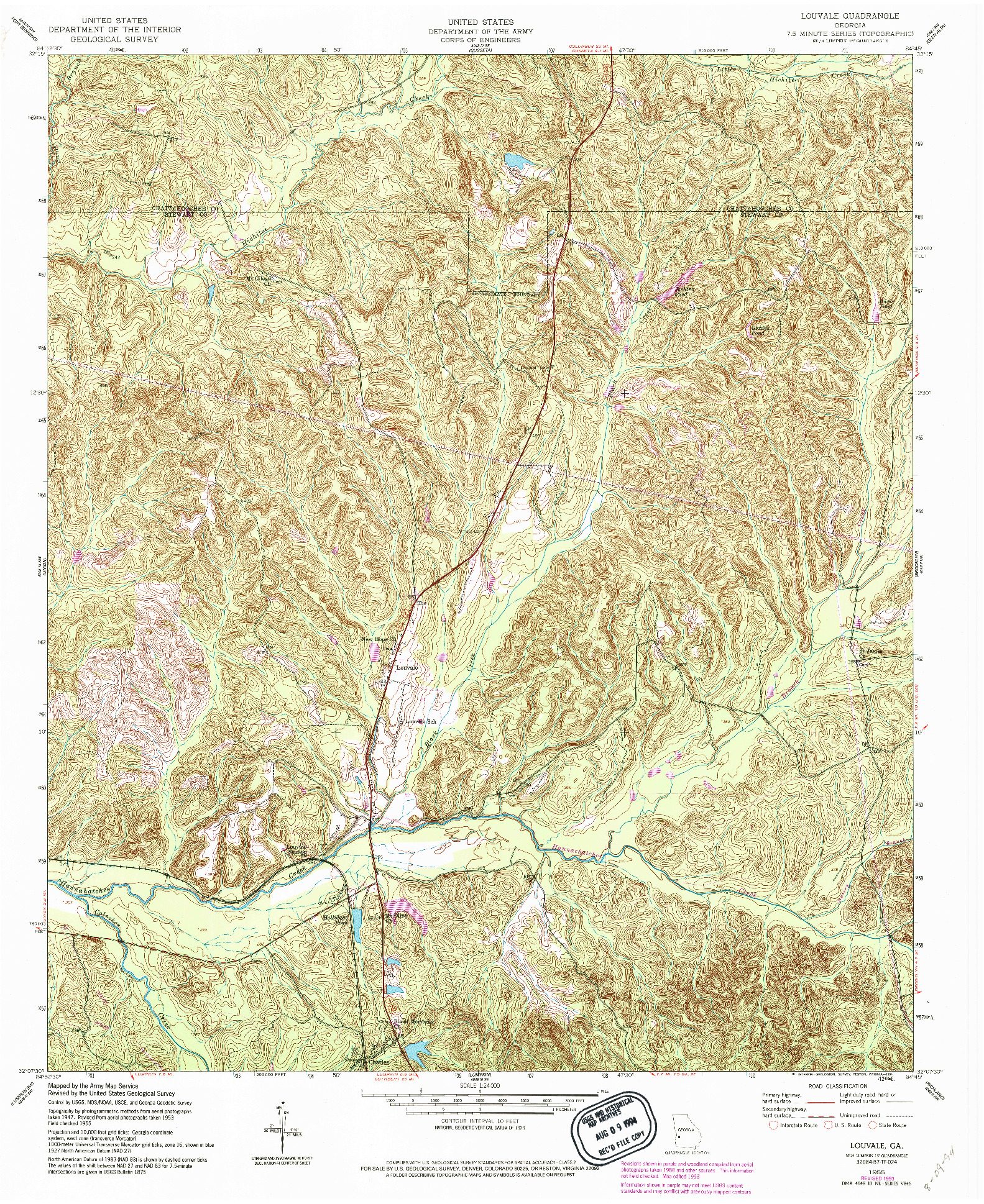 USGS 1:24000-SCALE QUADRANGLE FOR LOUVALE, GA 1955