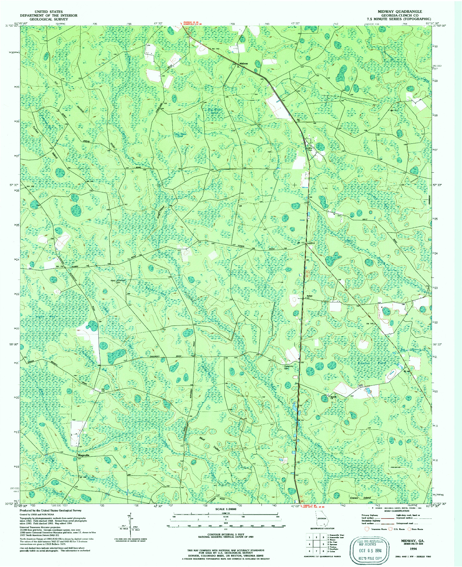 USGS 1:24000-SCALE QUADRANGLE FOR MIDWAY, GA 1994