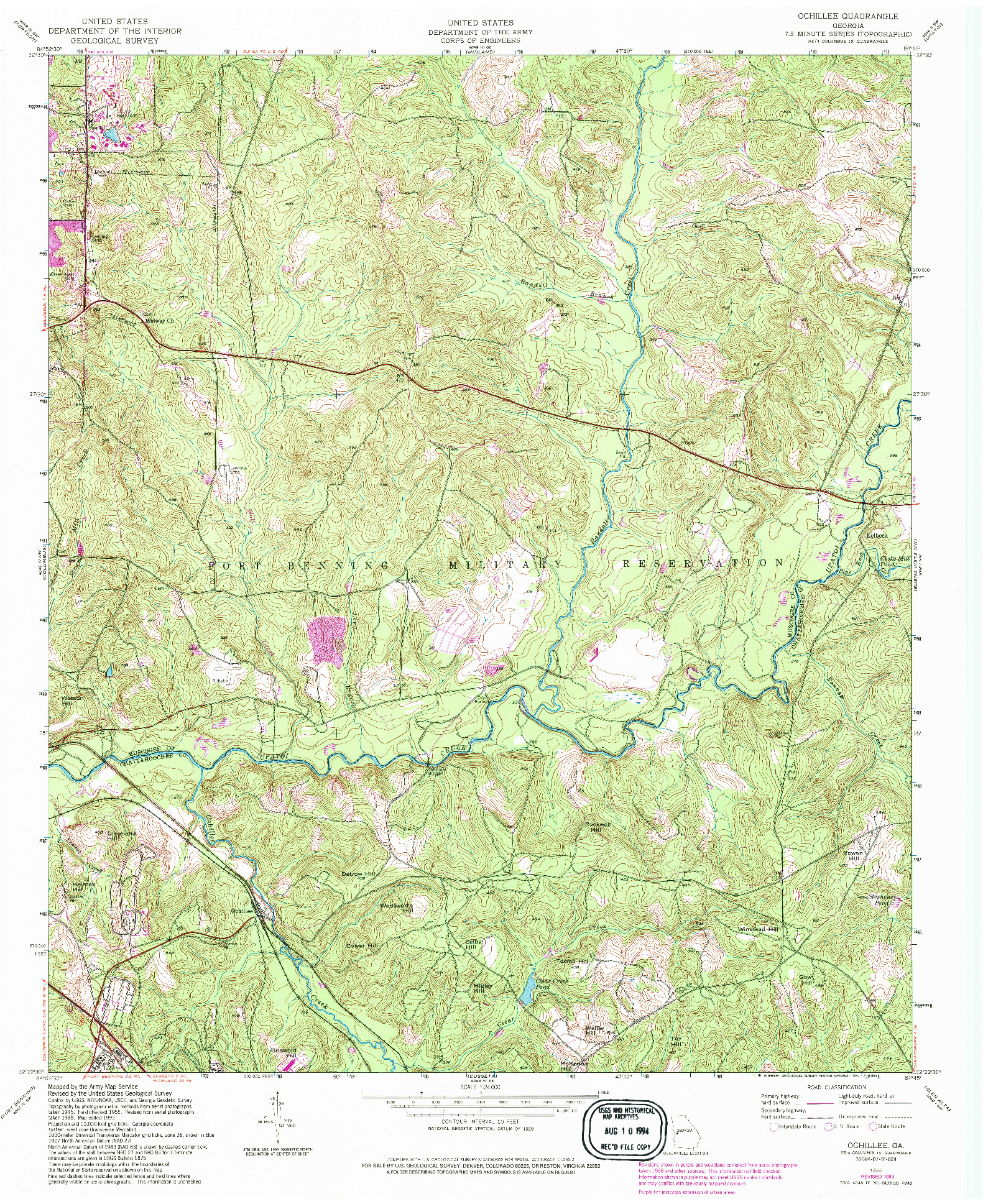 USGS 1:24000-SCALE QUADRANGLE FOR OCHILLEE, GA 1955