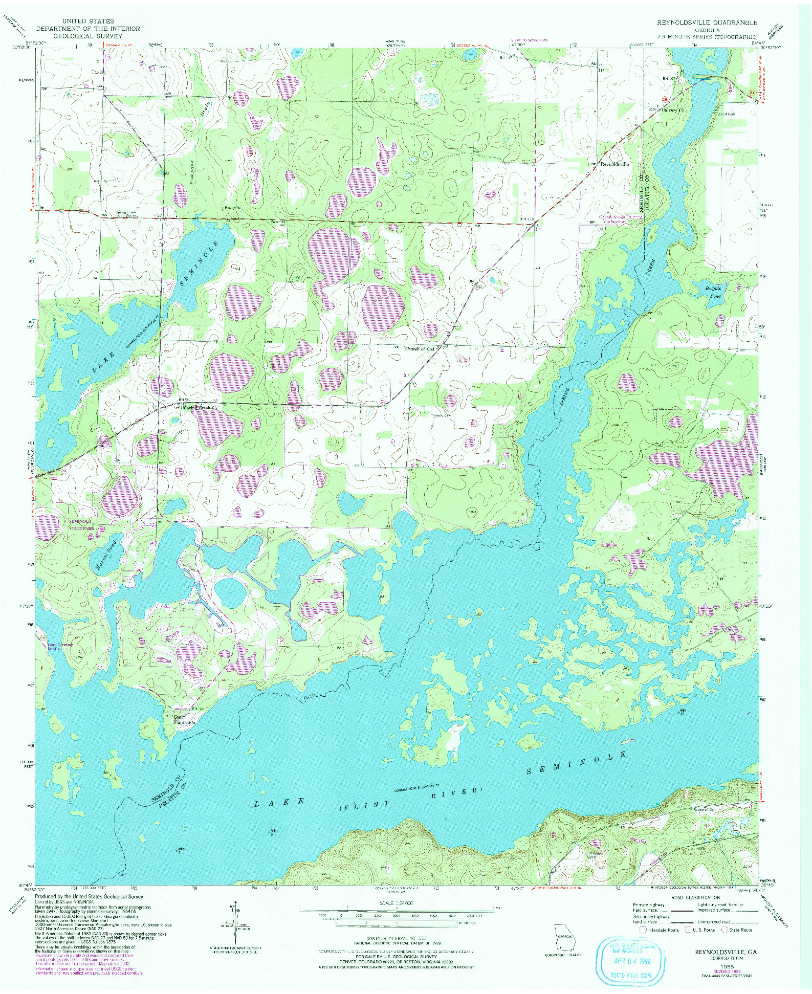 USGS 1:24000-SCALE QUADRANGLE FOR REYNOLDSVILLE, GA 1955