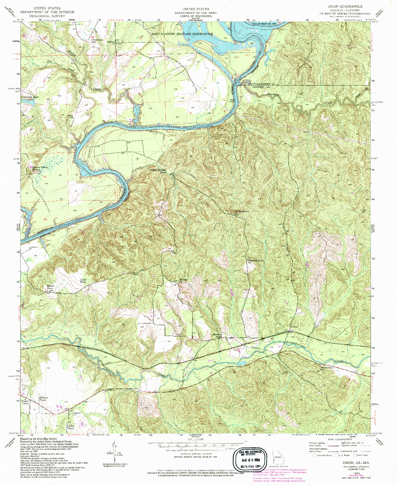 USGS 1:24000-SCALE QUADRANGLE FOR UNION, GA 1955