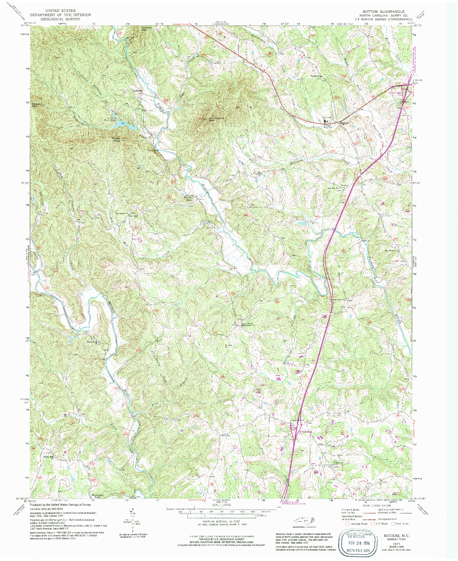 USGS 1:24000-SCALE QUADRANGLE FOR BOTTOM, NC 1971