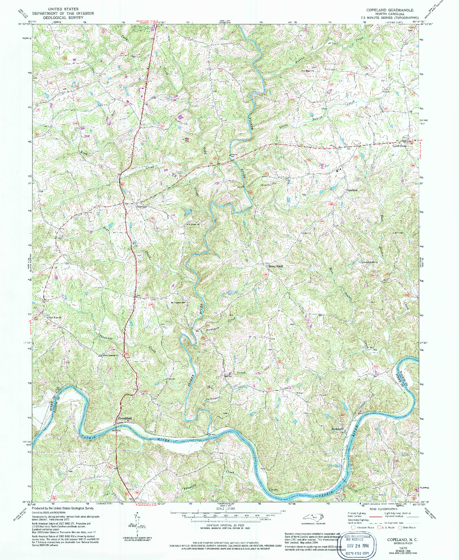 USGS 1:24000-SCALE QUADRANGLE FOR COPELAND, NC 1970