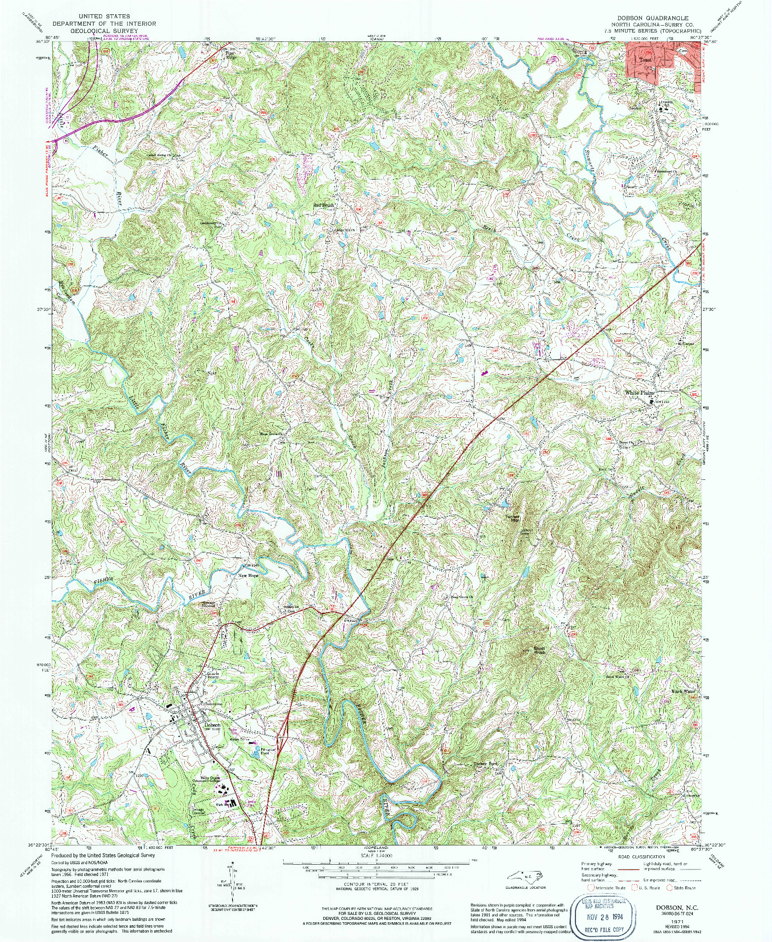 USGS 1:24000-SCALE QUADRANGLE FOR DOBSON, NC 1971