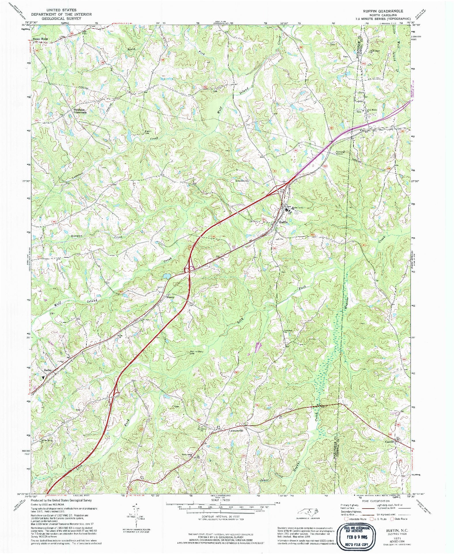 USGS 1:24000-SCALE QUADRANGLE FOR RUFFIN, NC 1971