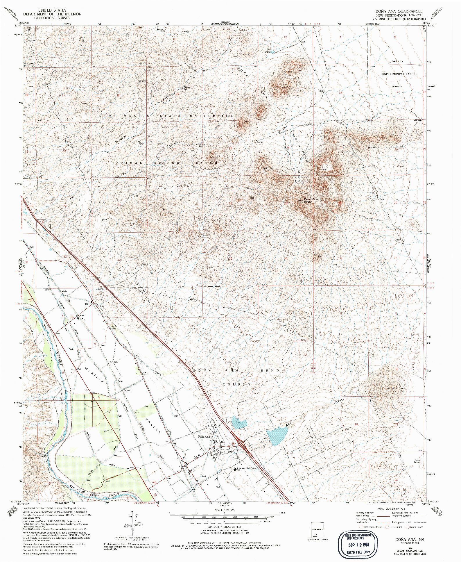 USGS 1:24000-SCALE QUADRANGLE FOR DONA ANA, NM 1978