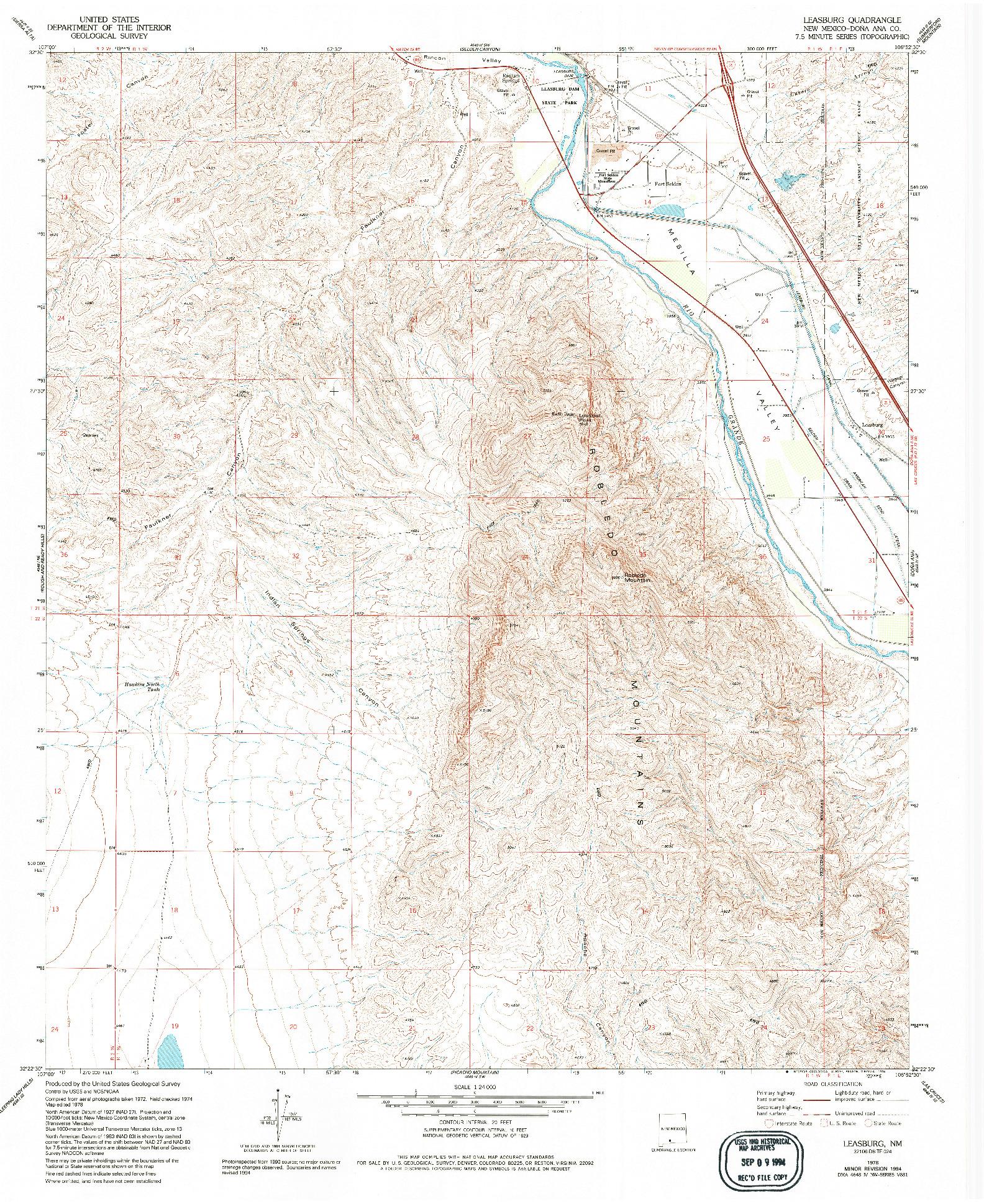 USGS 1:24000-SCALE QUADRANGLE FOR LEASBURG, NM 1978