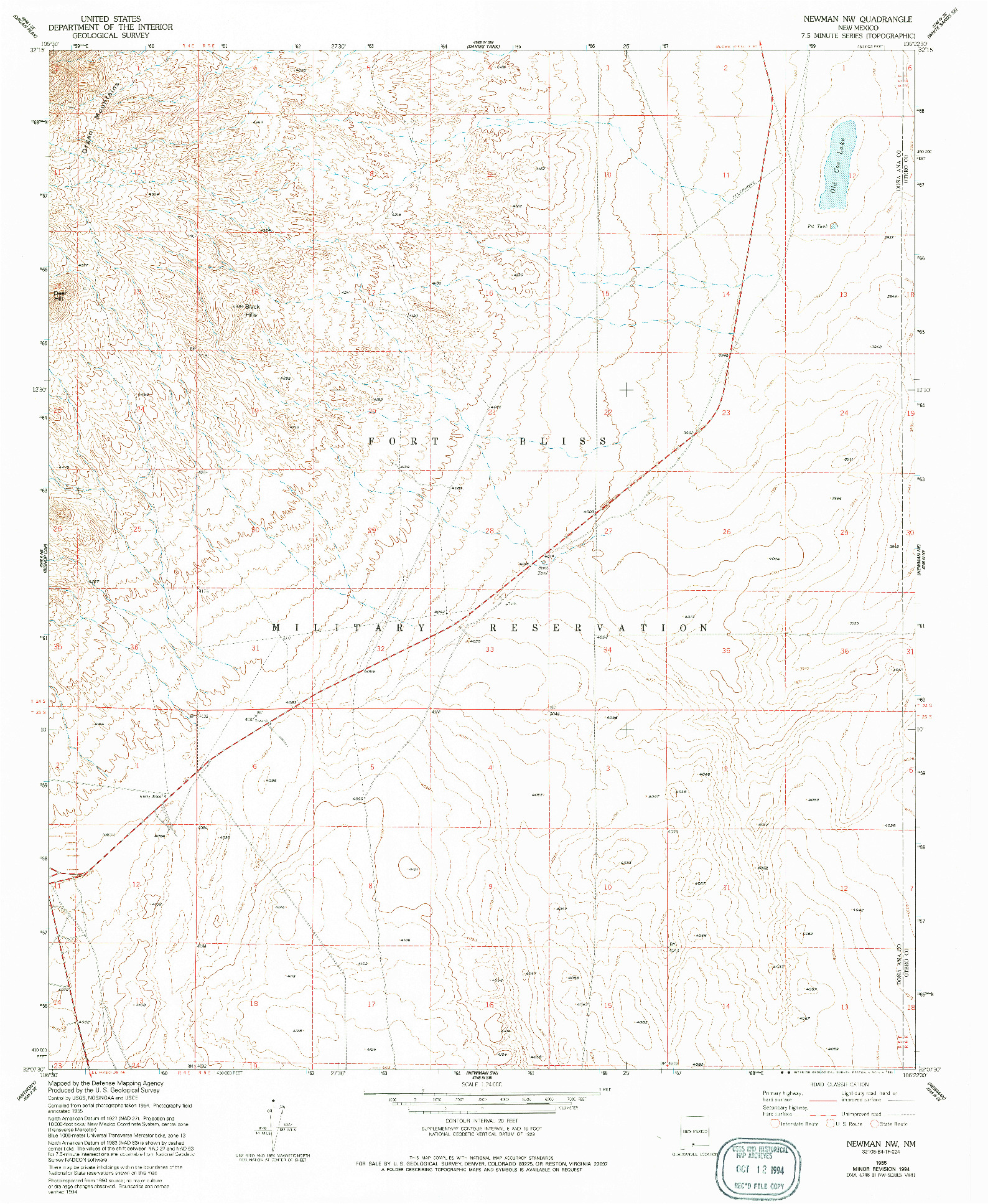 USGS 1:24000-SCALE QUADRANGLE FOR NEWMAN NW, NM 1955