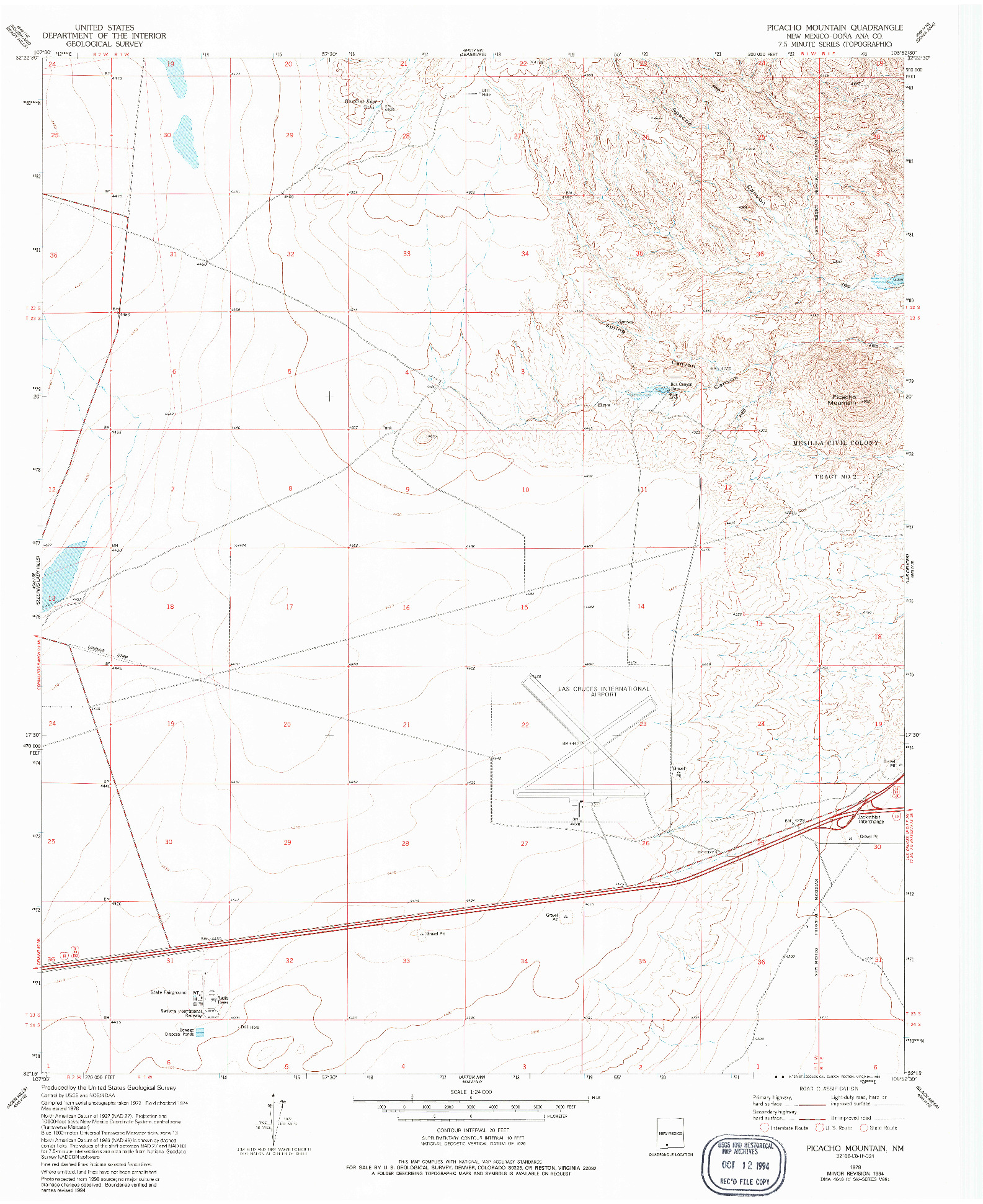 USGS 1:24000-SCALE QUADRANGLE FOR PICACHO MOUNTAIN, NM 1978