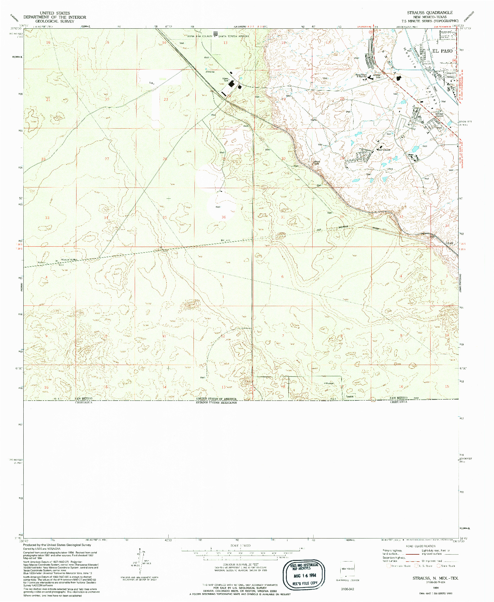 USGS 1:24000-SCALE QUADRANGLE FOR STRAUSS, NM 1994