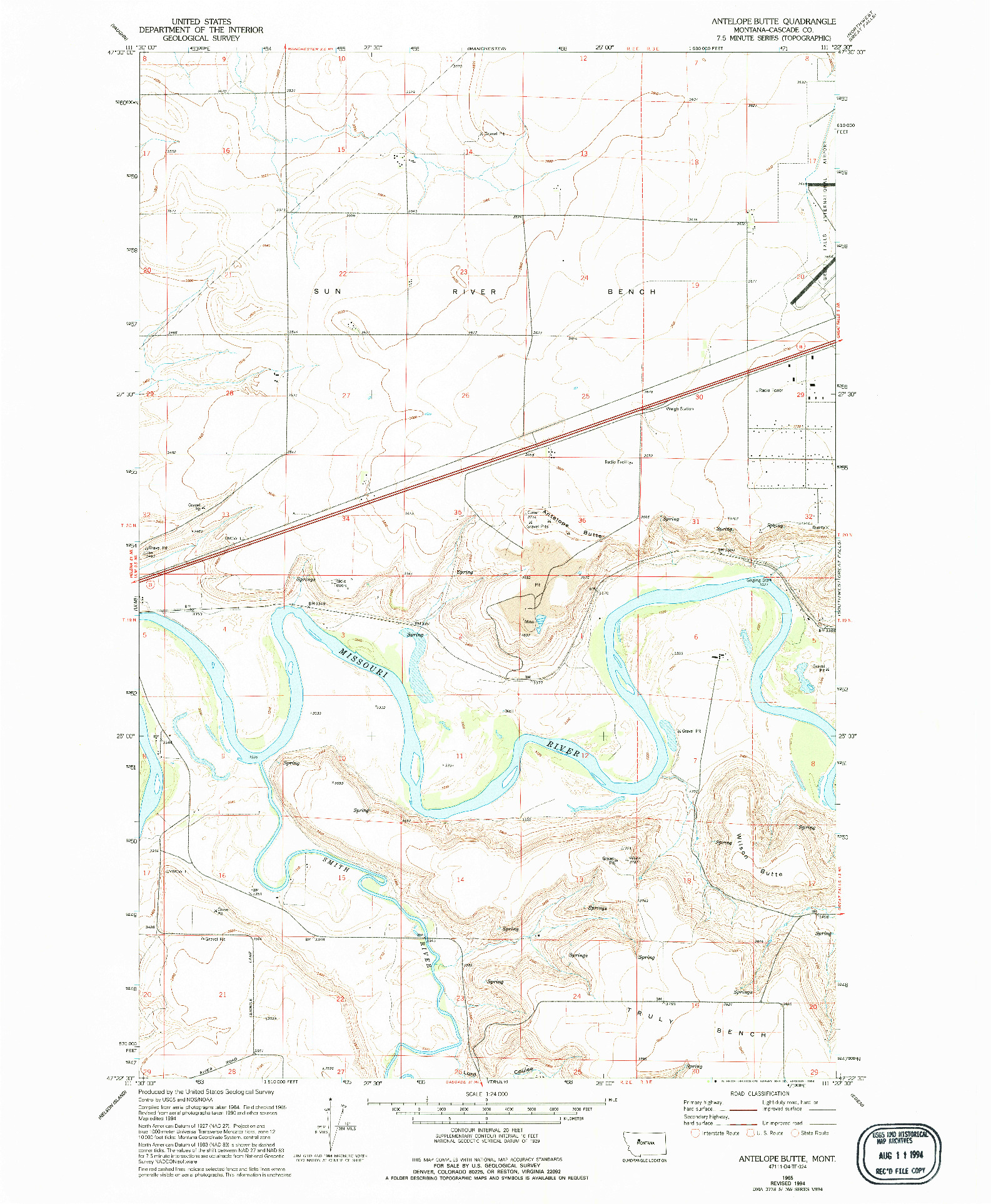 USGS 1:24000-SCALE QUADRANGLE FOR ANTELOPE BUTTE, MT 1965