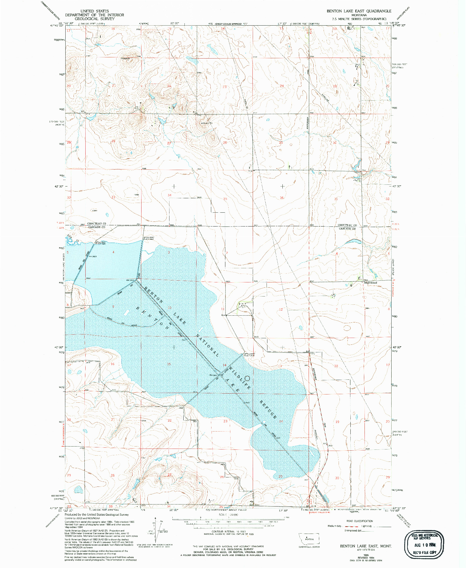 USGS 1:24000-SCALE QUADRANGLE FOR BENTON LAKE EAST, MT 1965