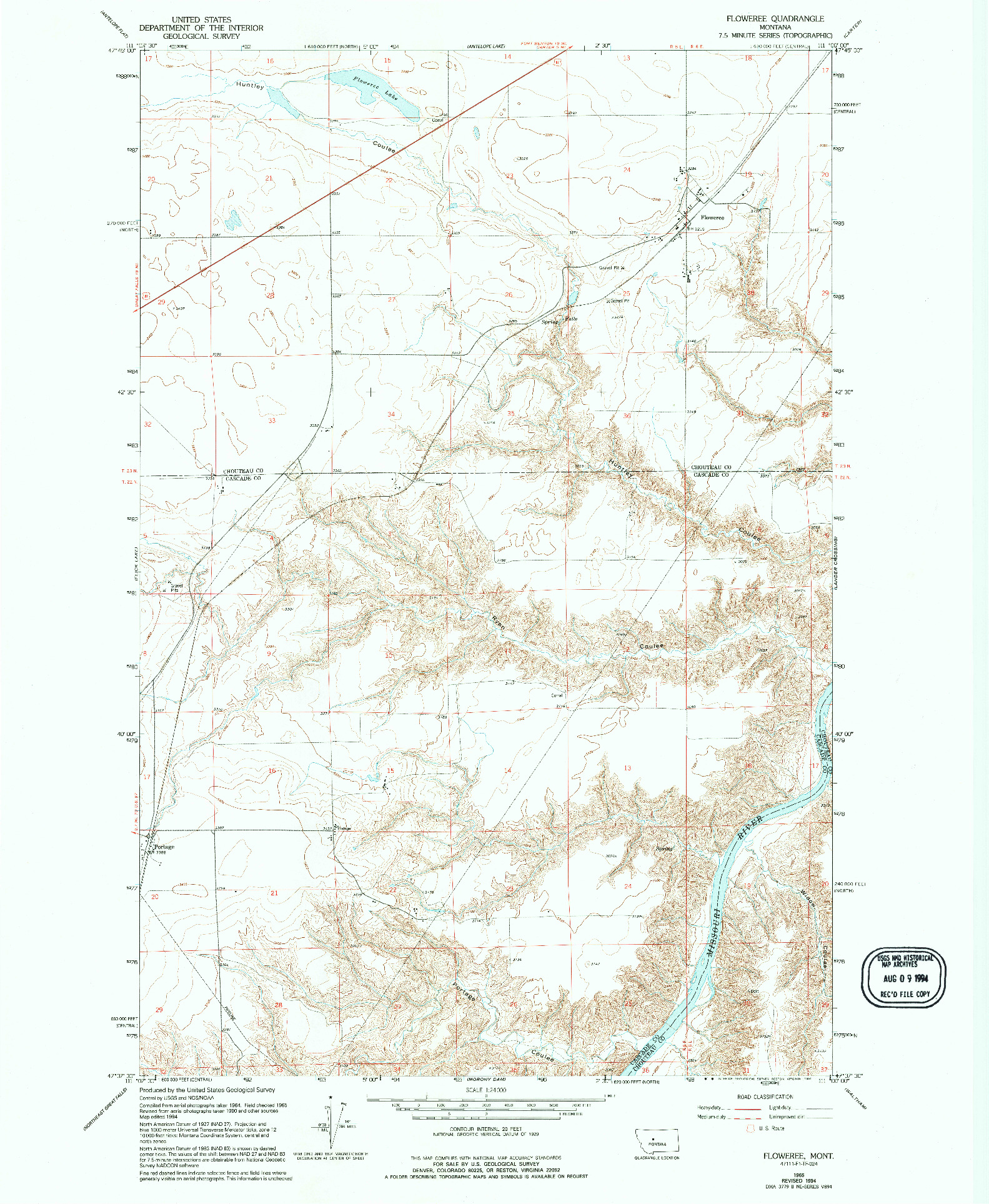 USGS 1:24000-SCALE QUADRANGLE FOR FLOWEREE, MT 1965