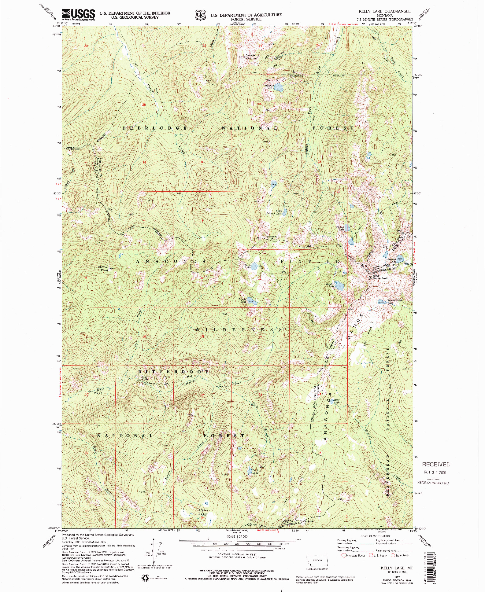 USGS 1:24000-SCALE QUADRANGLE FOR KELLY LAKE, MT 1977