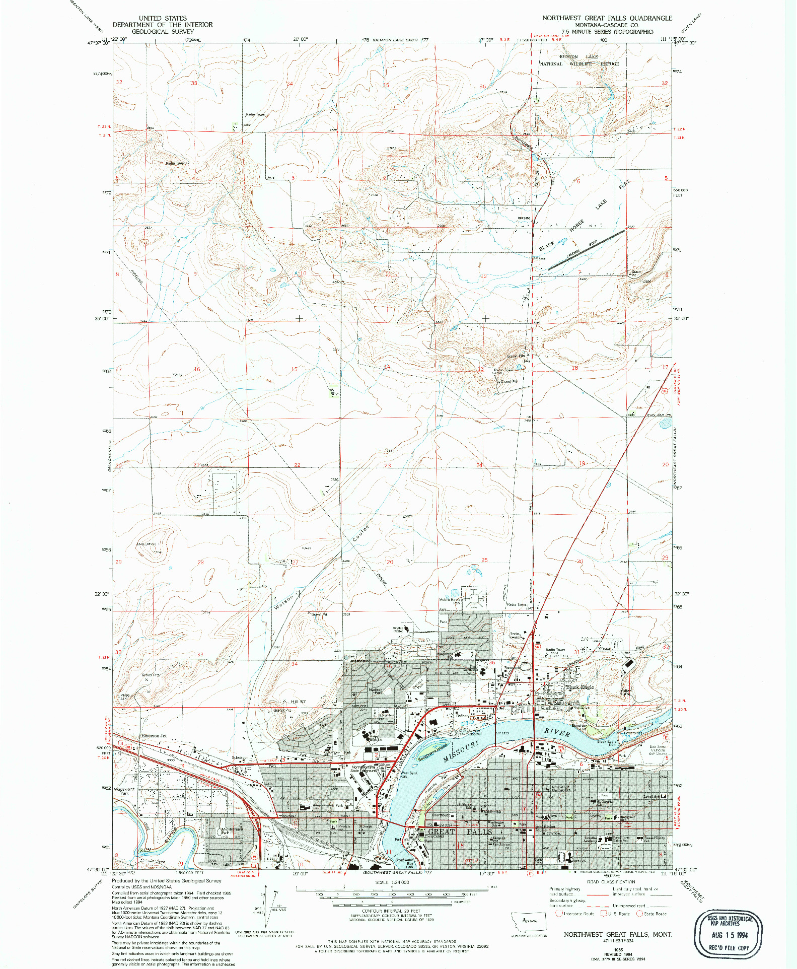 USGS 1:24000-SCALE QUADRANGLE FOR NORTHWEST GREAT FALLS, MT 1965
