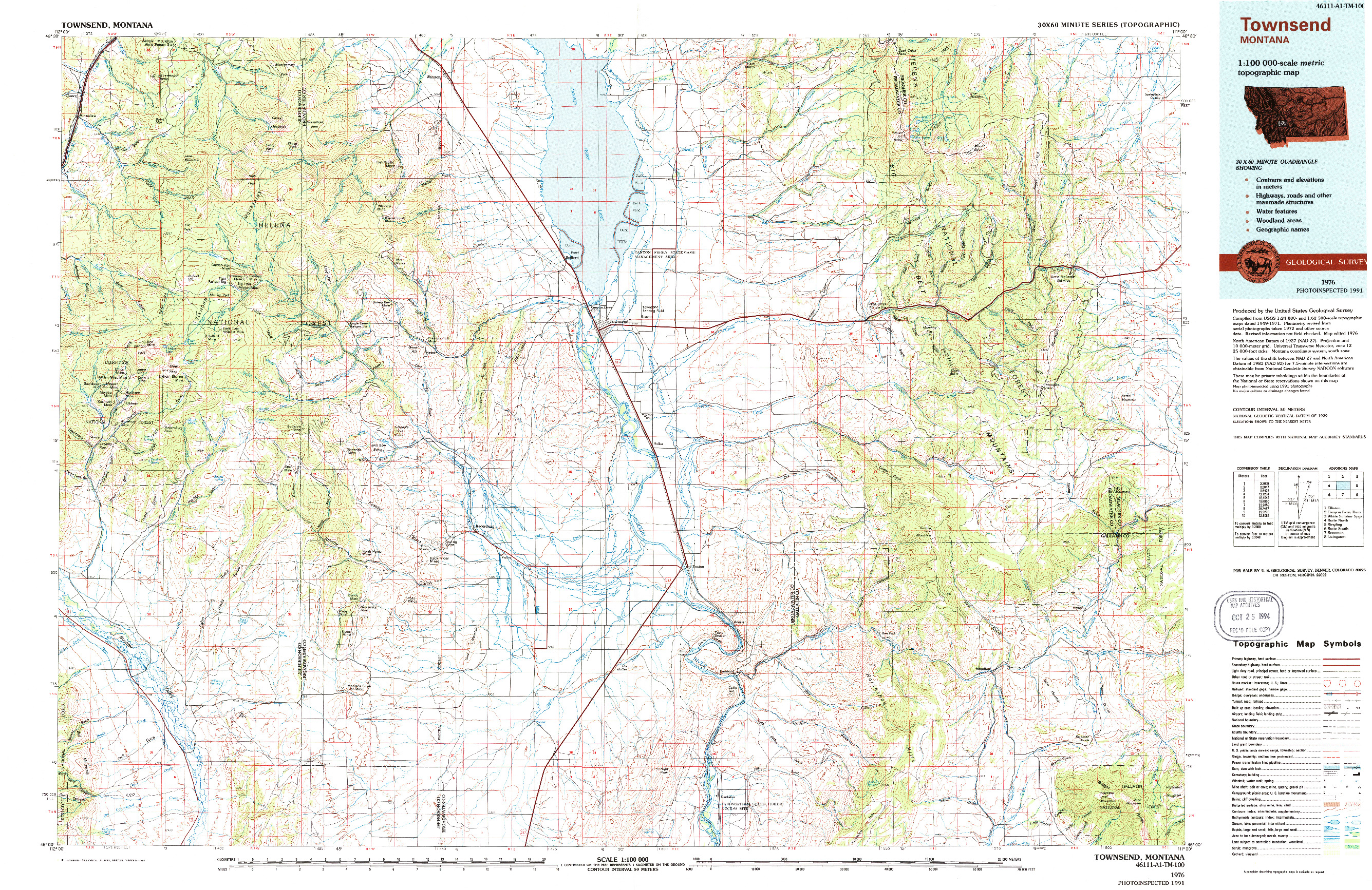 USGS 1:100000-SCALE QUADRANGLE FOR TOWNSEND, MT 1976