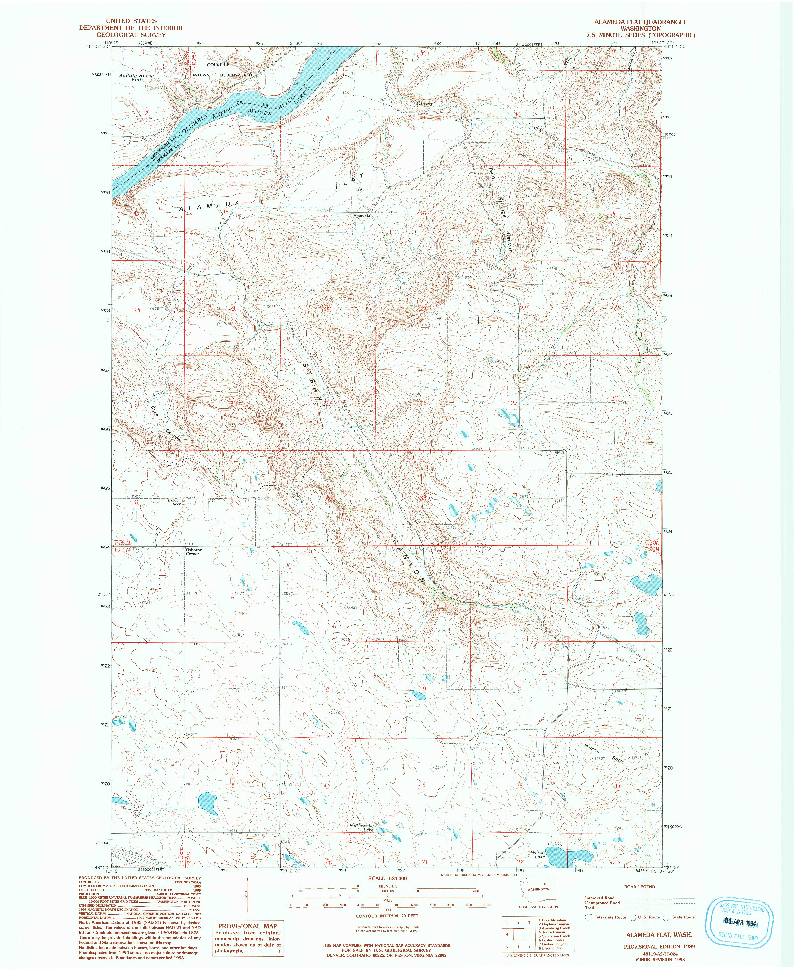 USGS 1:24000-SCALE QUADRANGLE FOR ALAMEDA FLAT, WA 1989