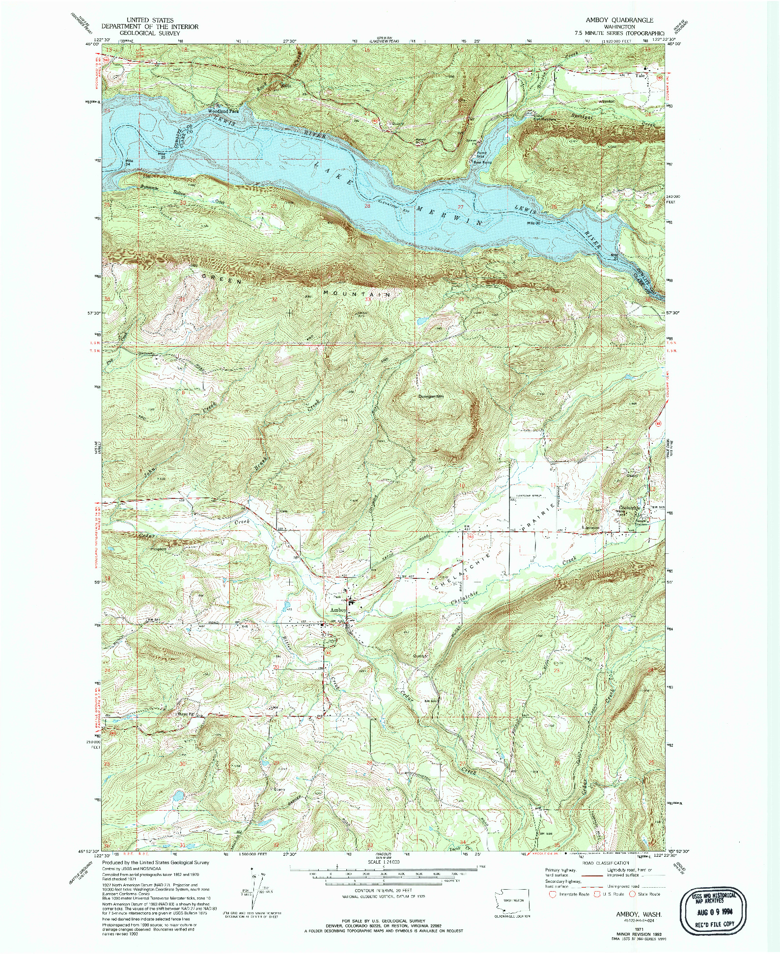 USGS 1:24000-SCALE QUADRANGLE FOR AMBOY, WA 1971