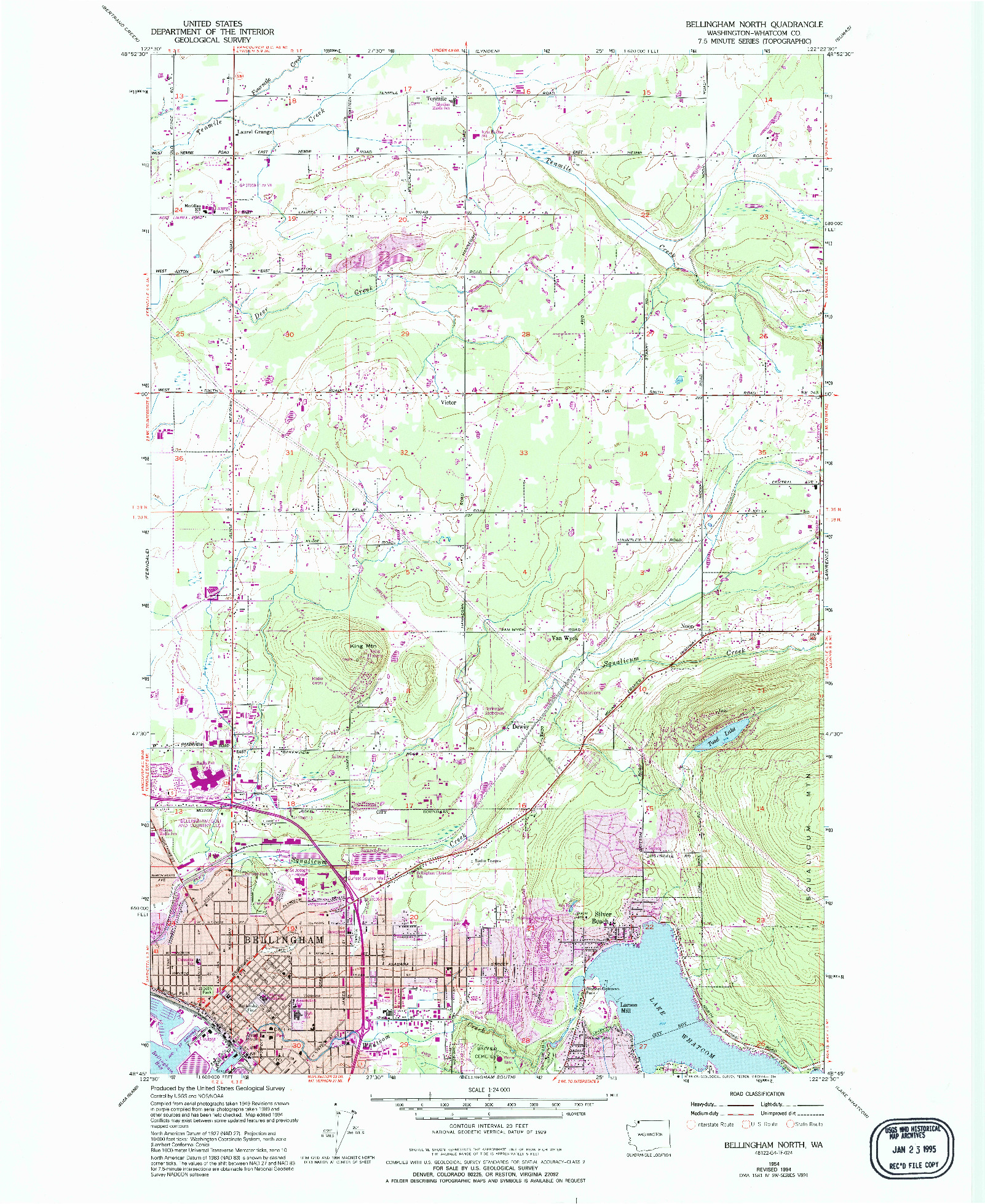 USGS 1:24000-SCALE QUADRANGLE FOR BELLINGHAM NORTH, WA 1954