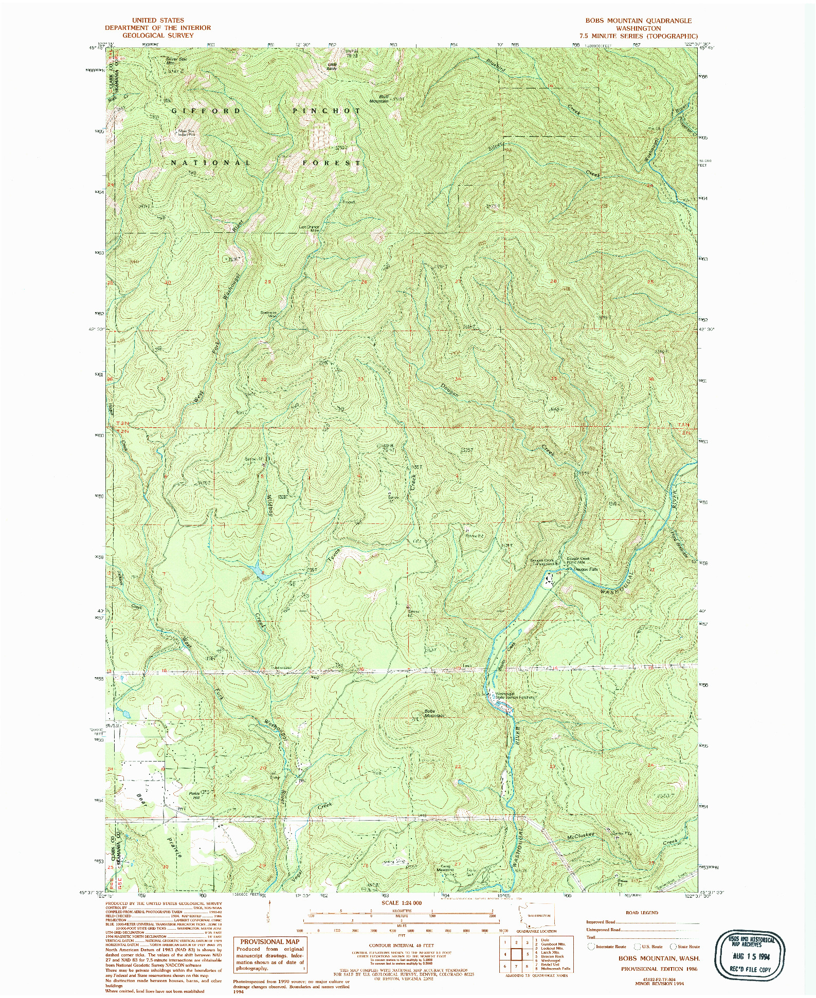 USGS 1:24000-SCALE QUADRANGLE FOR BOBS MOUNTAIN, WA 1986