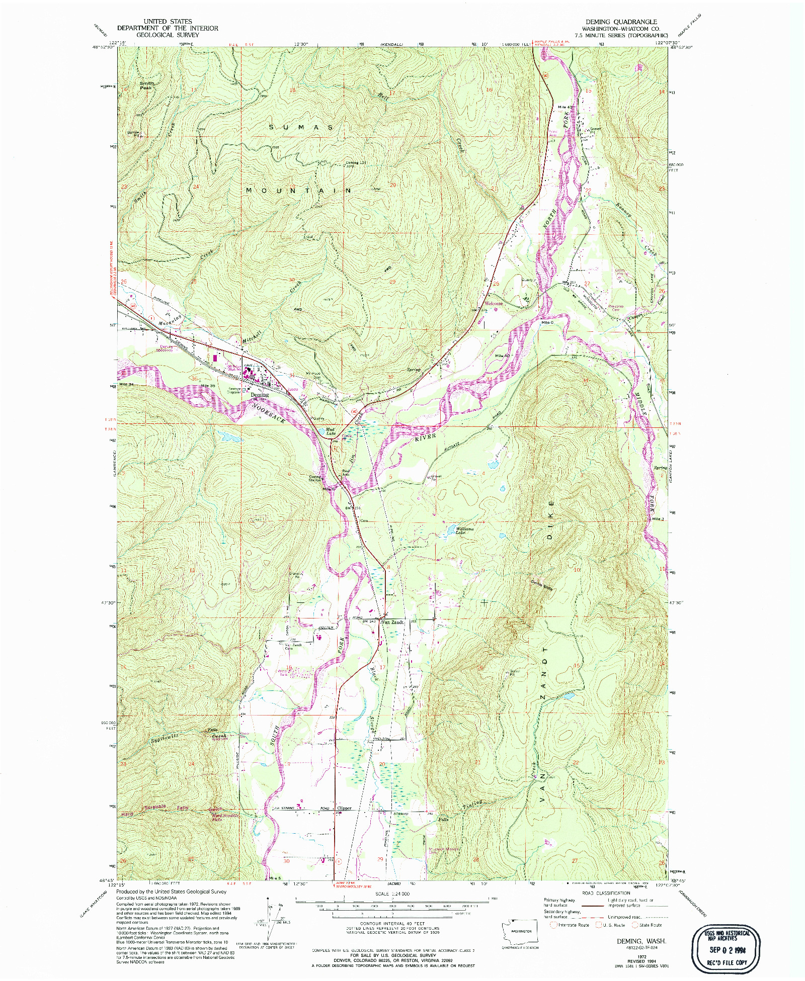 USGS 1:24000-SCALE QUADRANGLE FOR DEMING, WA 1972