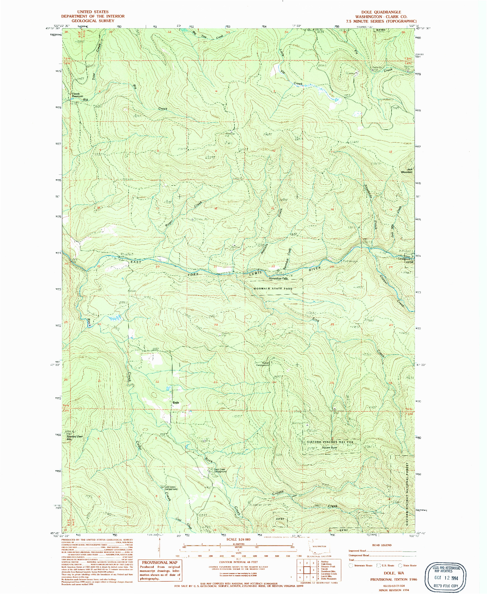USGS 1:24000-SCALE QUADRANGLE FOR DOLE, WA 1986