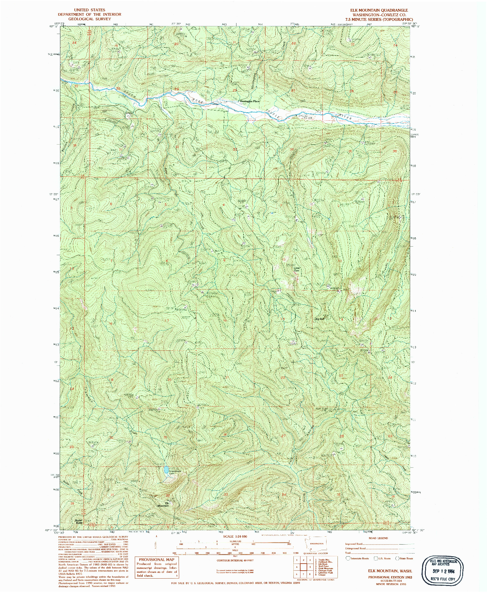 USGS 1:24000-SCALE QUADRANGLE FOR ELK MOUNTAIN, WA 1983