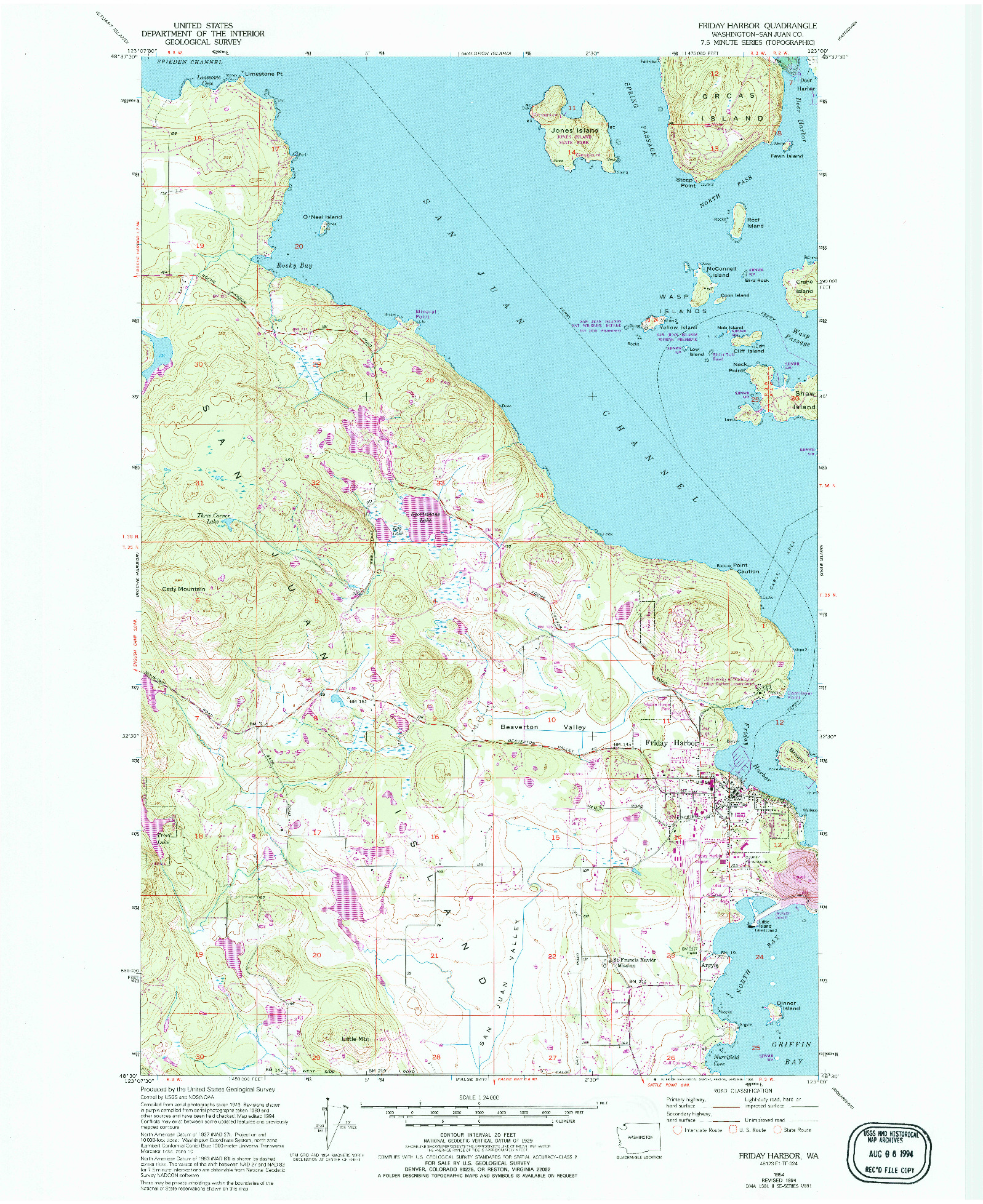 USGS 1:24000-SCALE QUADRANGLE FOR FRIDAY HARBOR, WA 1954