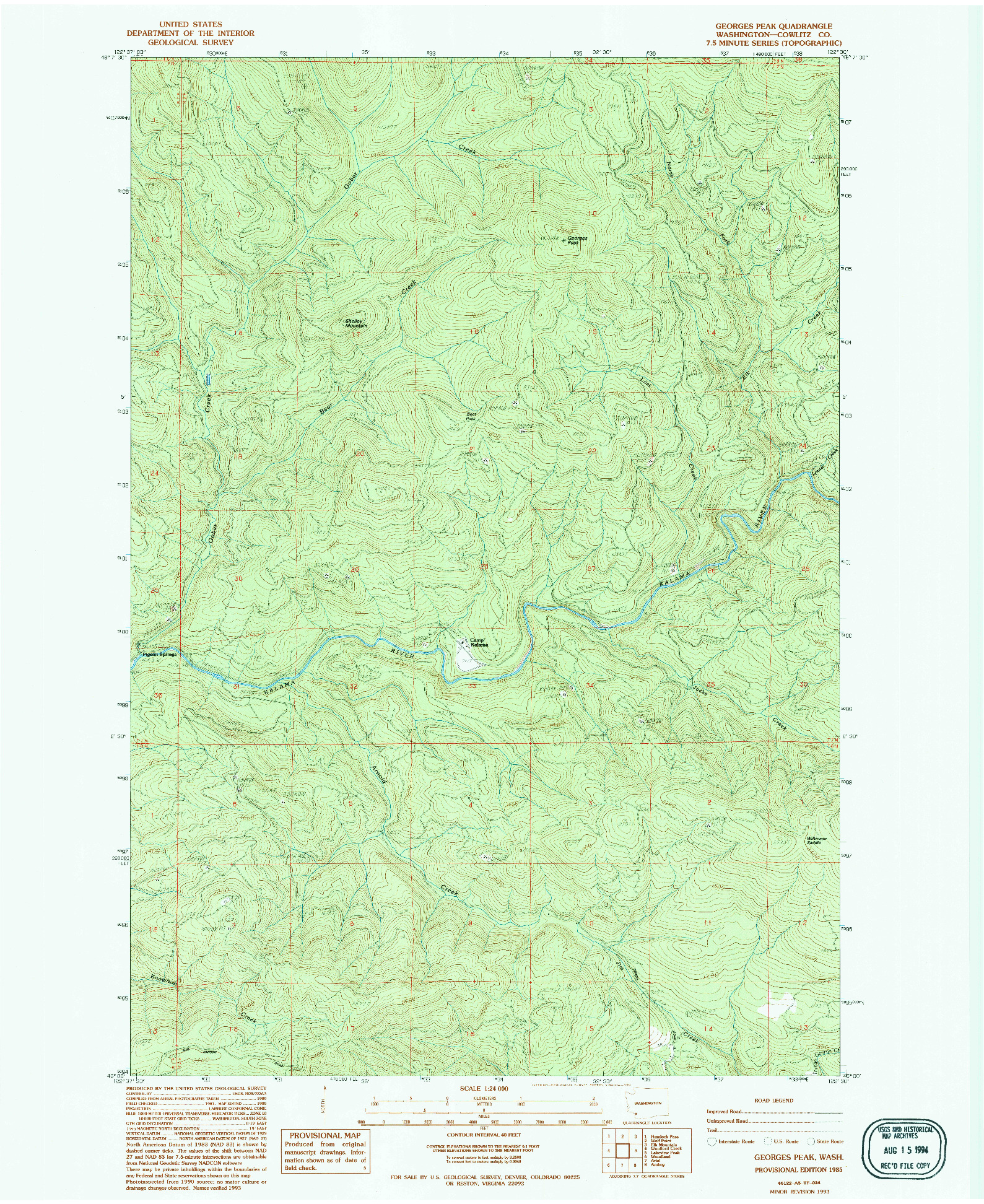 USGS 1:24000-SCALE QUADRANGLE FOR GEORGES PEAK, WA 1985