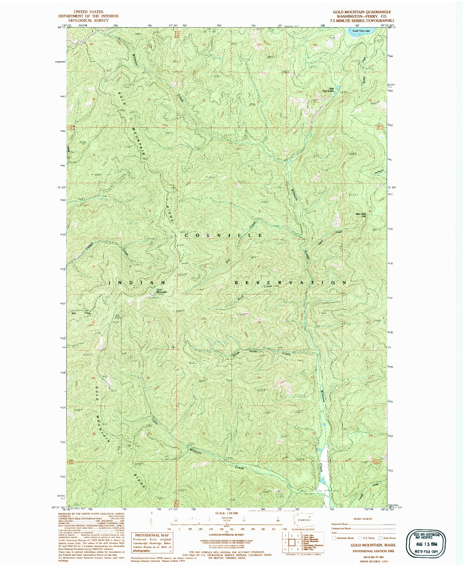 USGS 1:24000-SCALE QUADRANGLE FOR GOLD MOUNTAIN, WA 1985