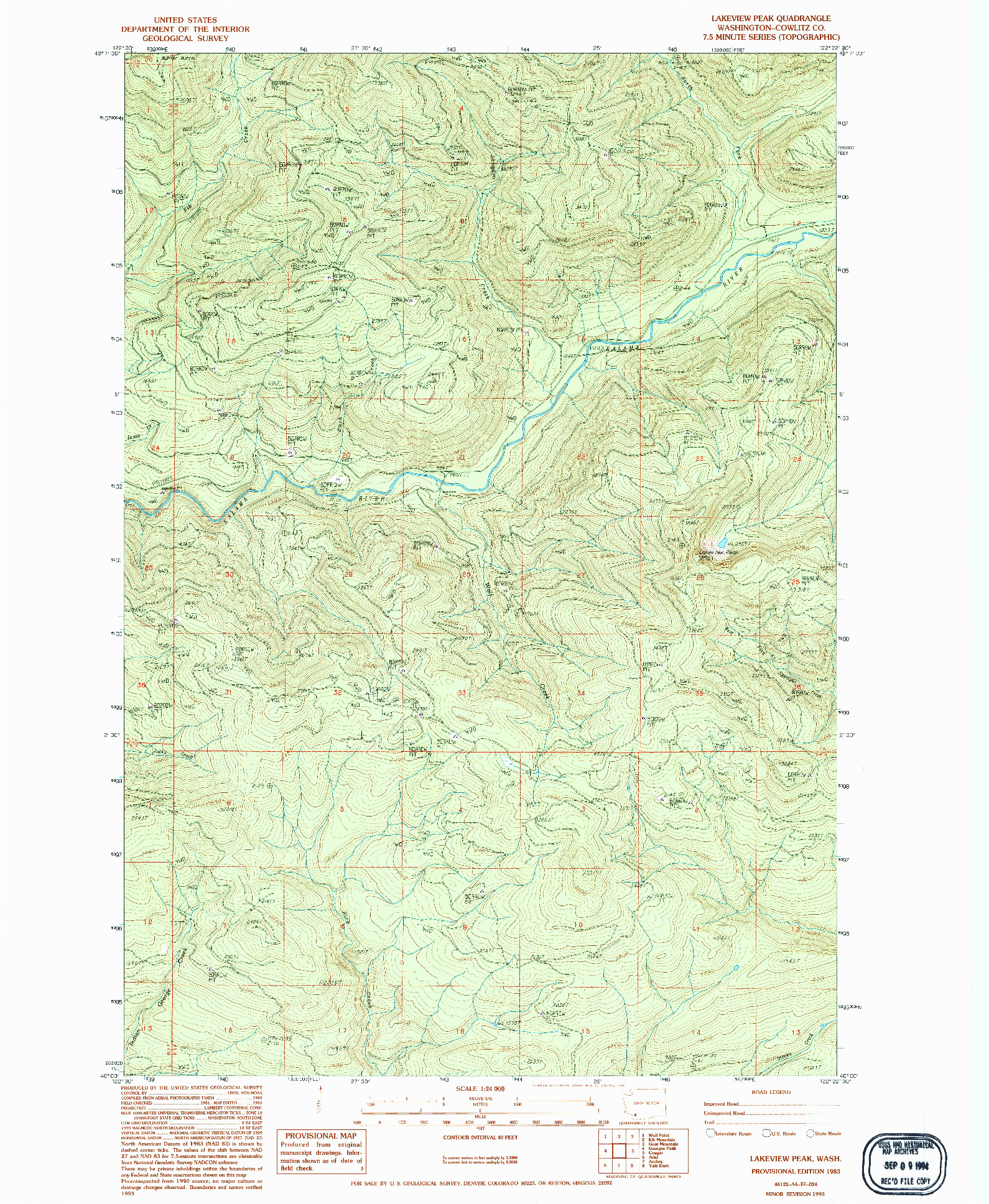 USGS 1:24000-SCALE QUADRANGLE FOR LAKEVIEW PEAK, WA 1983