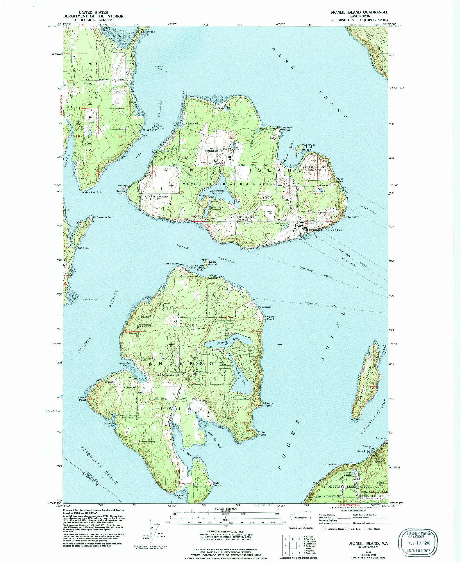 USGS 1:24000-SCALE QUADRANGLE FOR MC NEIL ISLAND, WA 1959