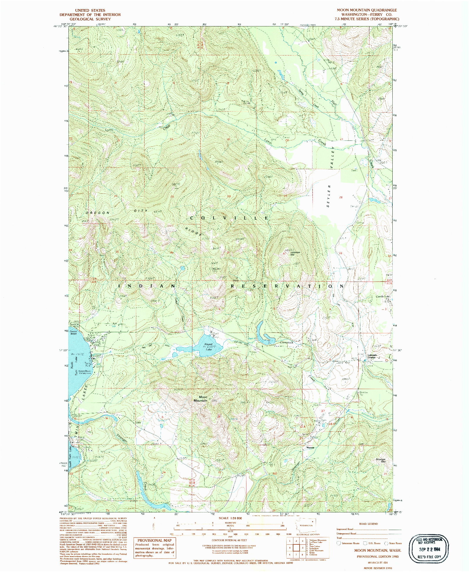 USGS 1:24000-SCALE QUADRANGLE FOR MOON MOUNTAIN, WA 1985
