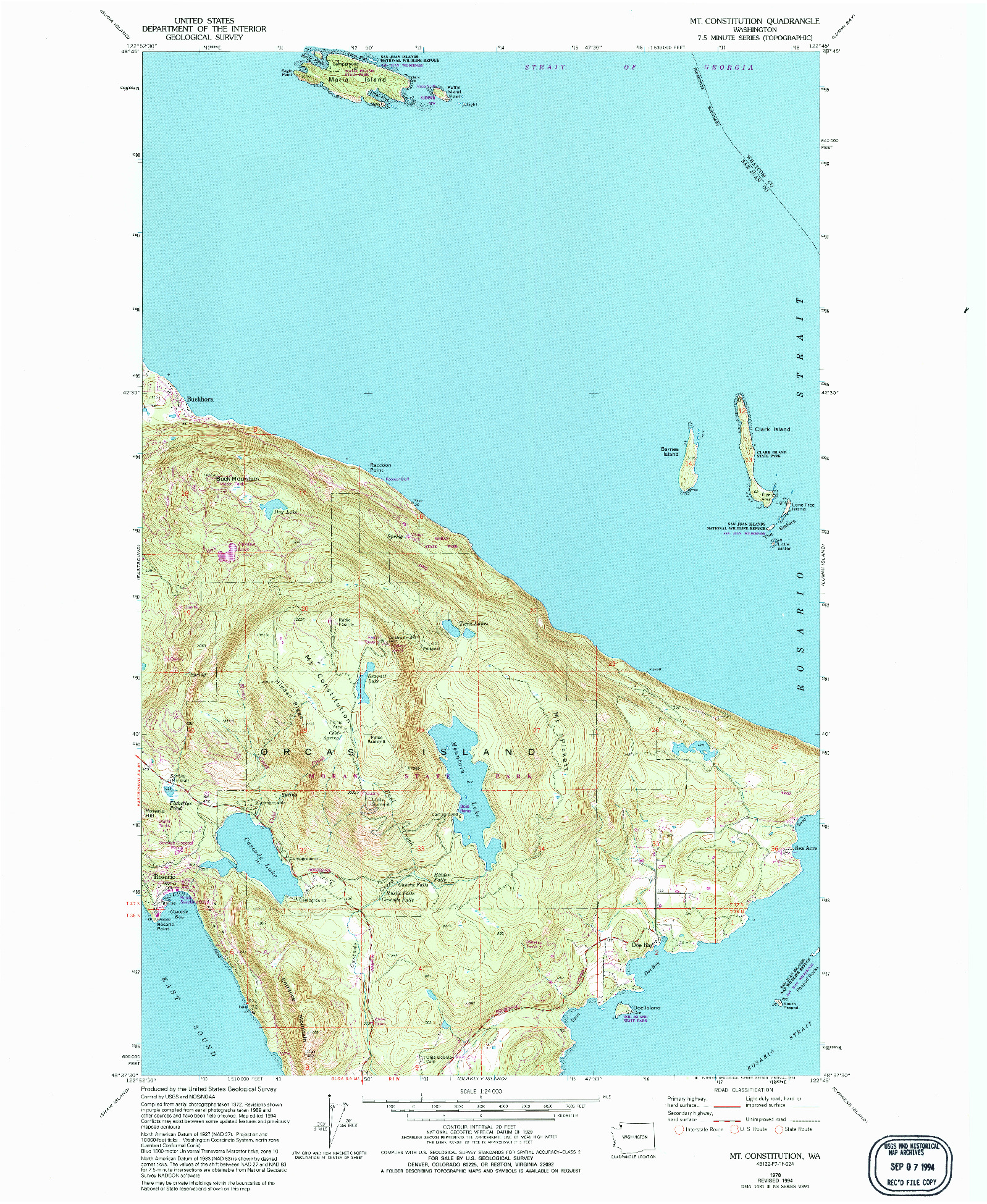 USGS 1:24000-SCALE QUADRANGLE FOR MT CONSTITUTION, WA 1978