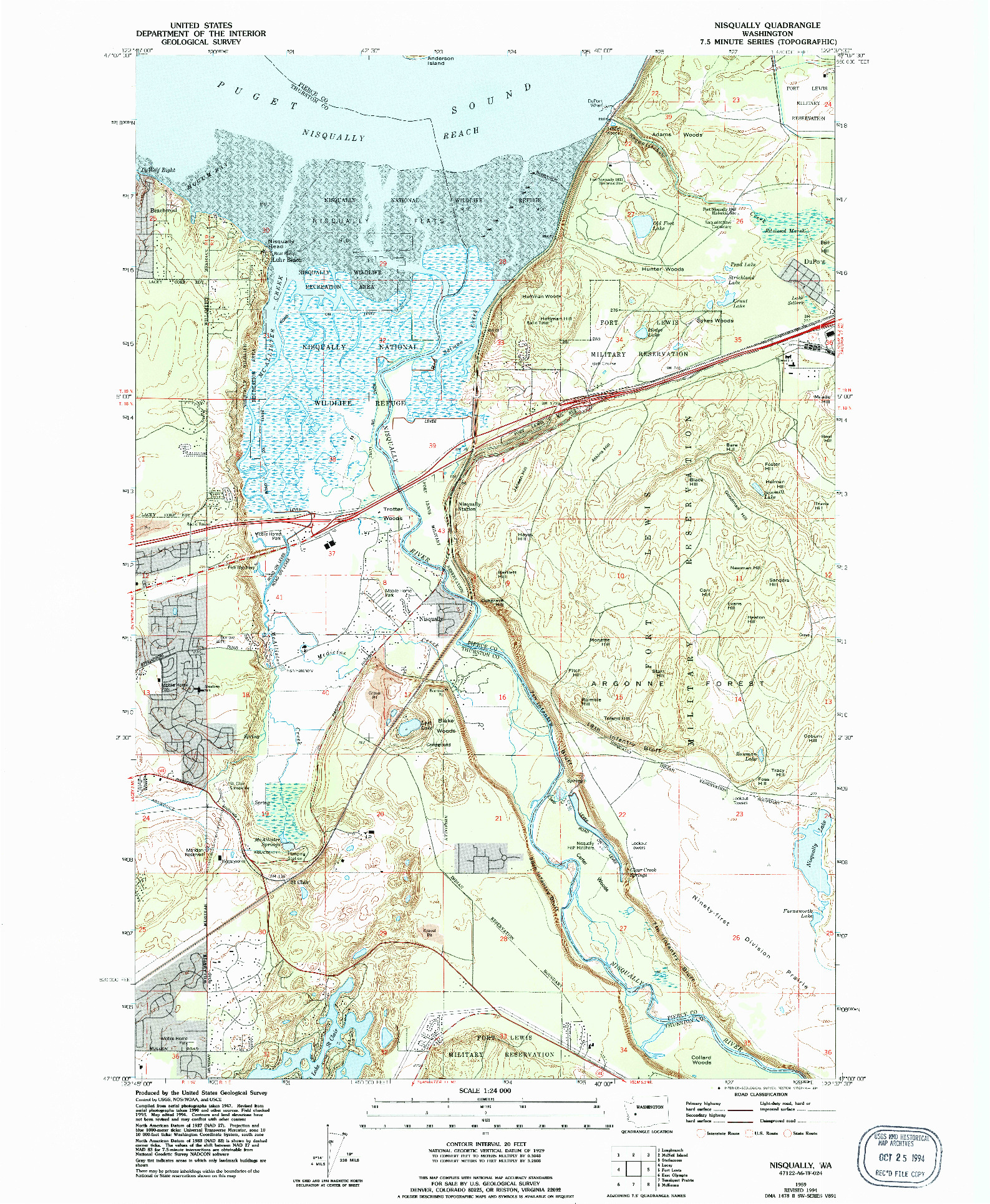 USGS 1:24000-SCALE QUADRANGLE FOR NISQUALLY, WA 1959