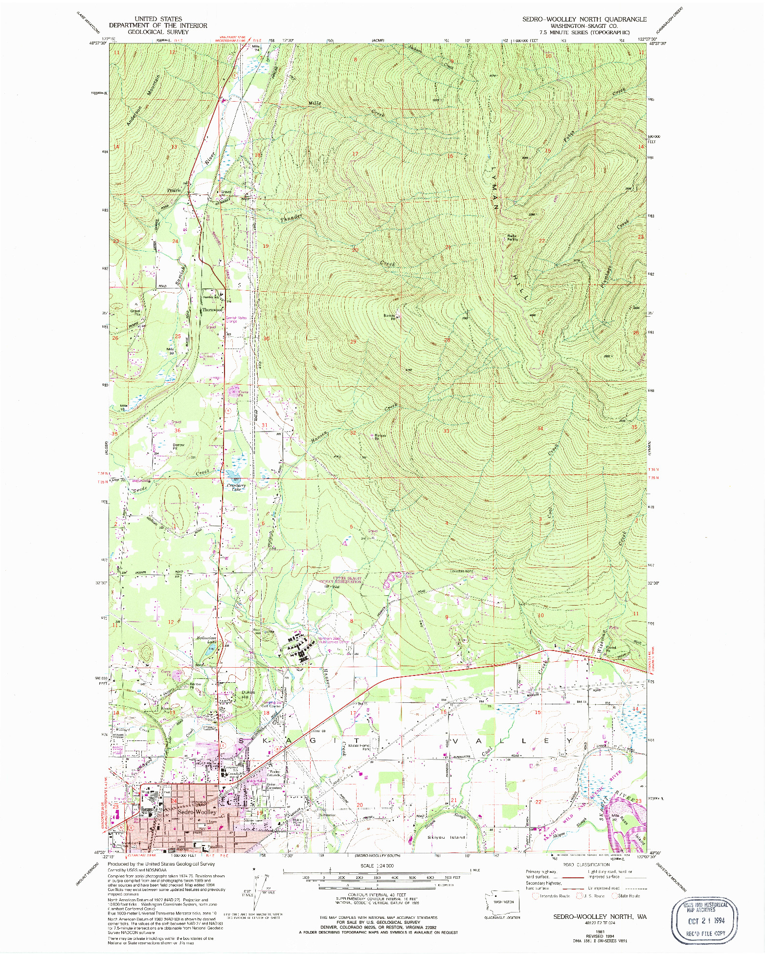 USGS 1:24000-SCALE QUADRANGLE FOR SEDRO-WOOLLEY NORTH, WA 1981