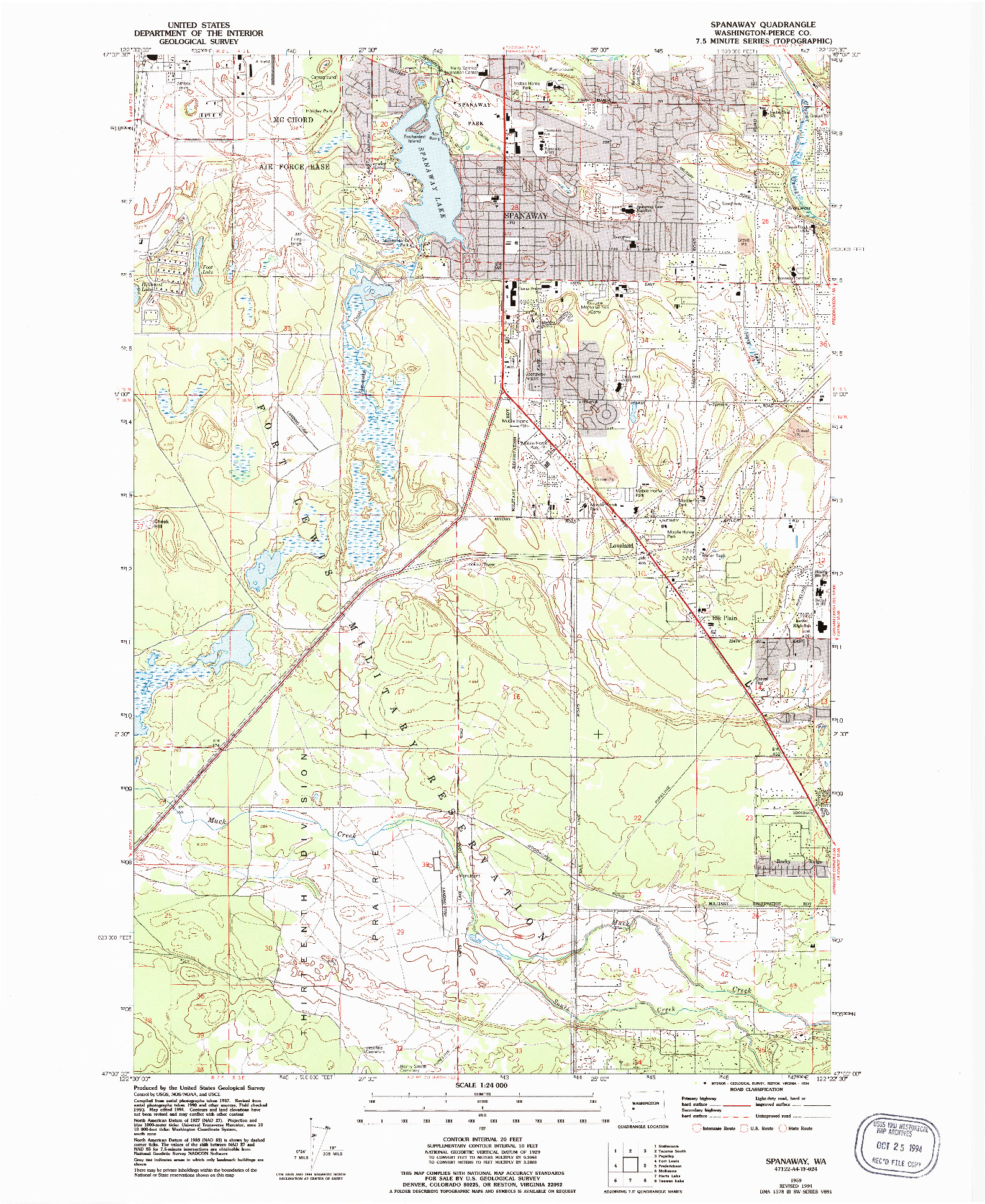 USGS 1:24000-SCALE QUADRANGLE FOR SPANAWAY, WA 1959