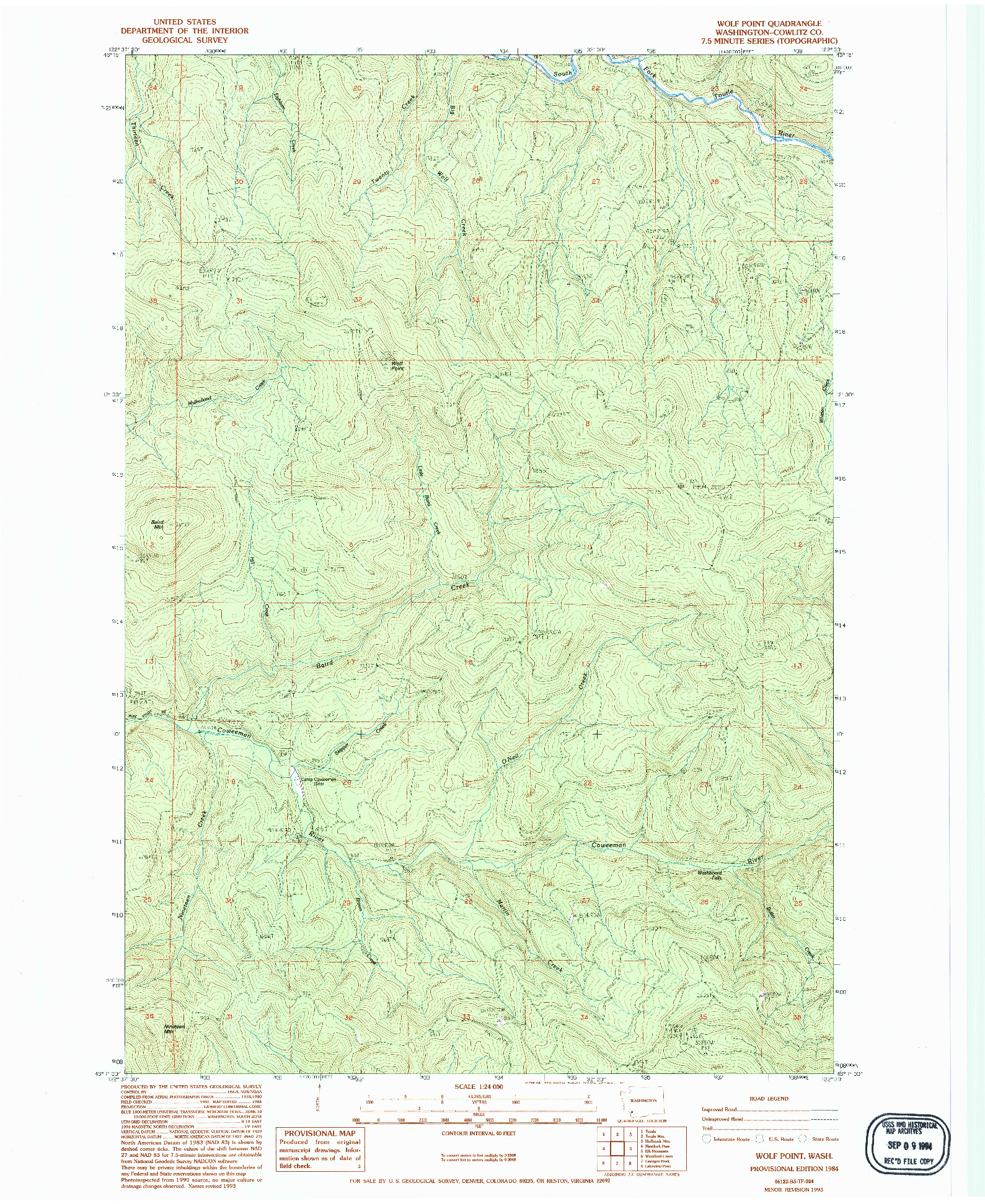 USGS 1:24000-SCALE QUADRANGLE FOR WOLF POINT, WA 1984