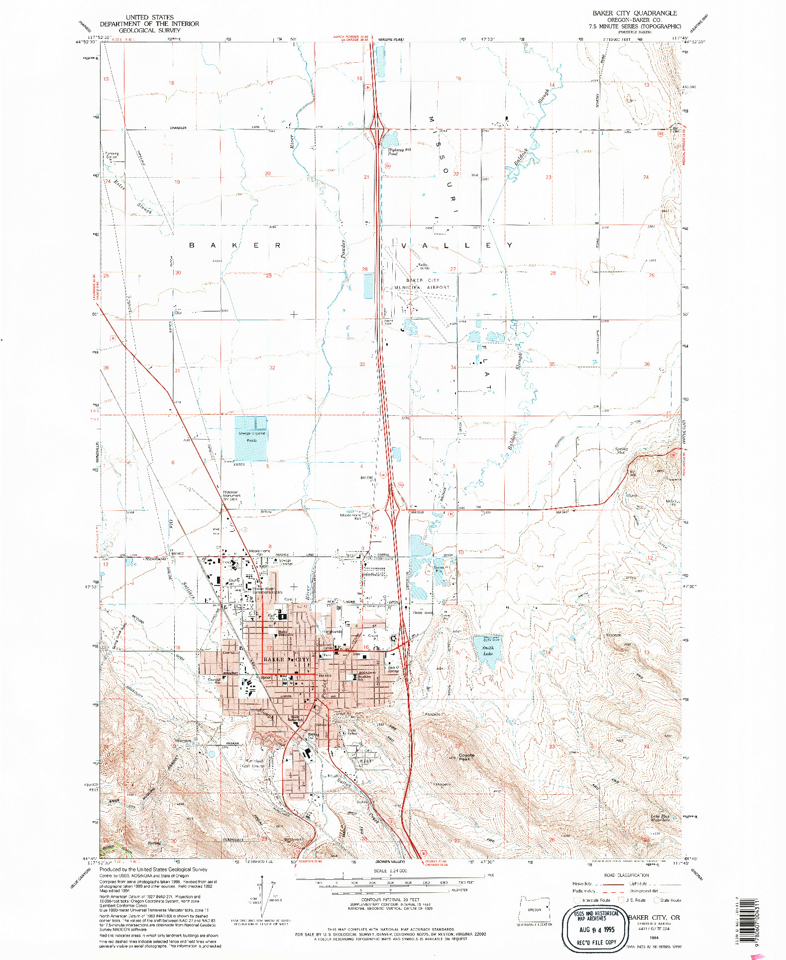USGS 1:24000-SCALE QUADRANGLE FOR BAKER CITY, OR 1994