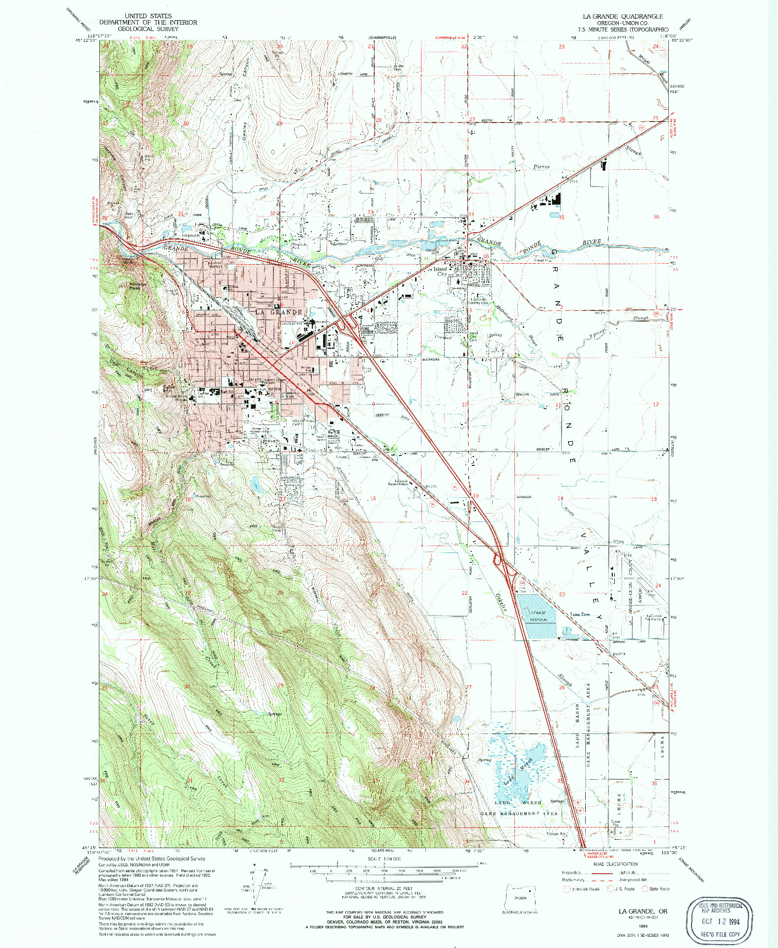 USGS 1:24000-SCALE QUADRANGLE FOR LA GRANDE, OR 1994