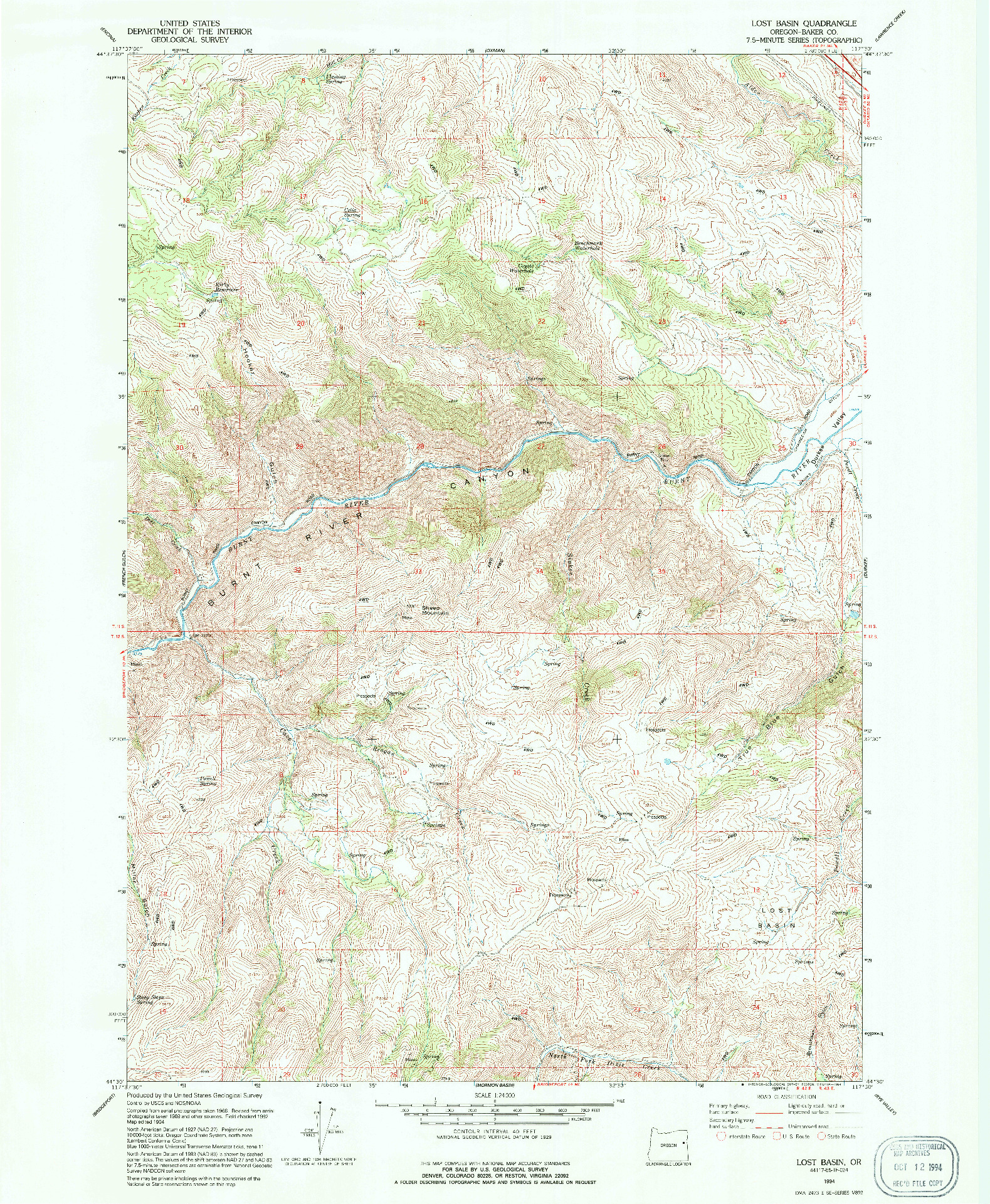 USGS 1:24000-SCALE QUADRANGLE FOR LOST BASIN, OR 1994