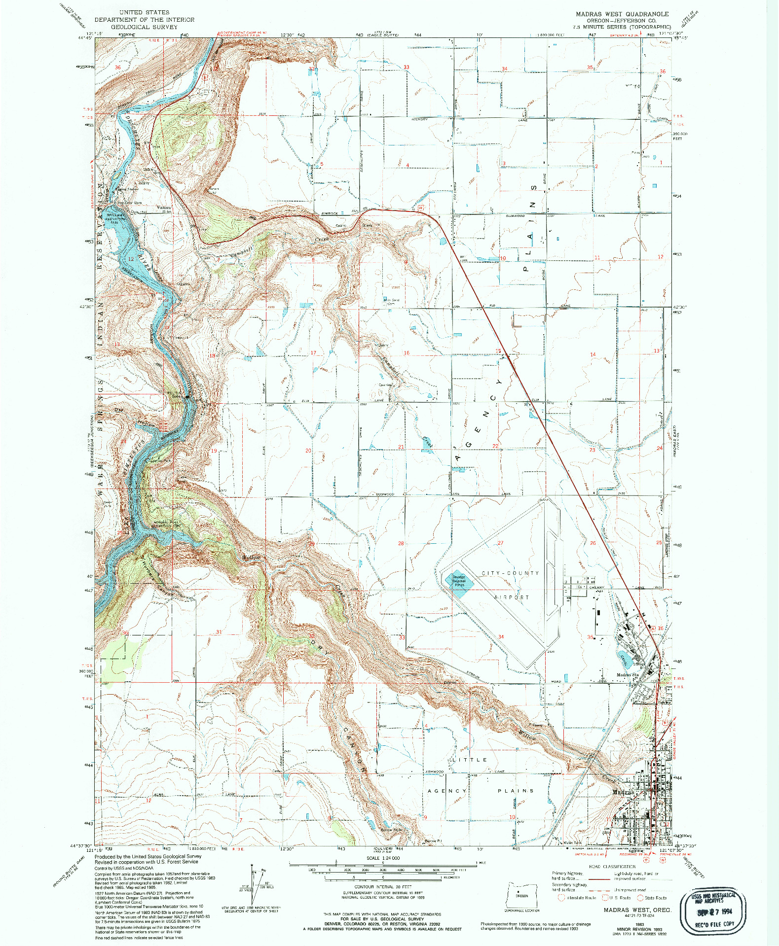 USGS 1:24000-SCALE QUADRANGLE FOR MADRAS WEST, OR 1963