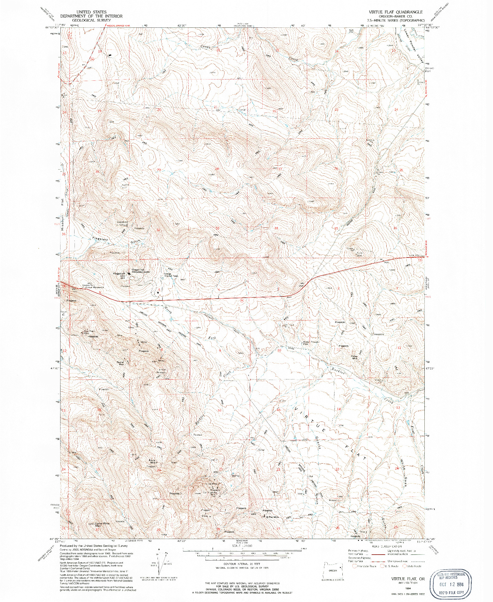 USGS 1:24000-SCALE QUADRANGLE FOR VIRTUE FLAT, OR 1994