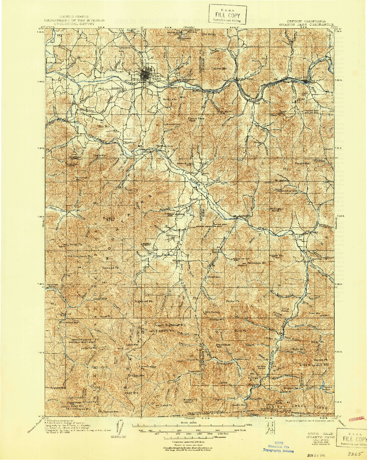 USGS 1:125000-SCALE QUADRANGLE FOR GRANTS PASS, OR 1908